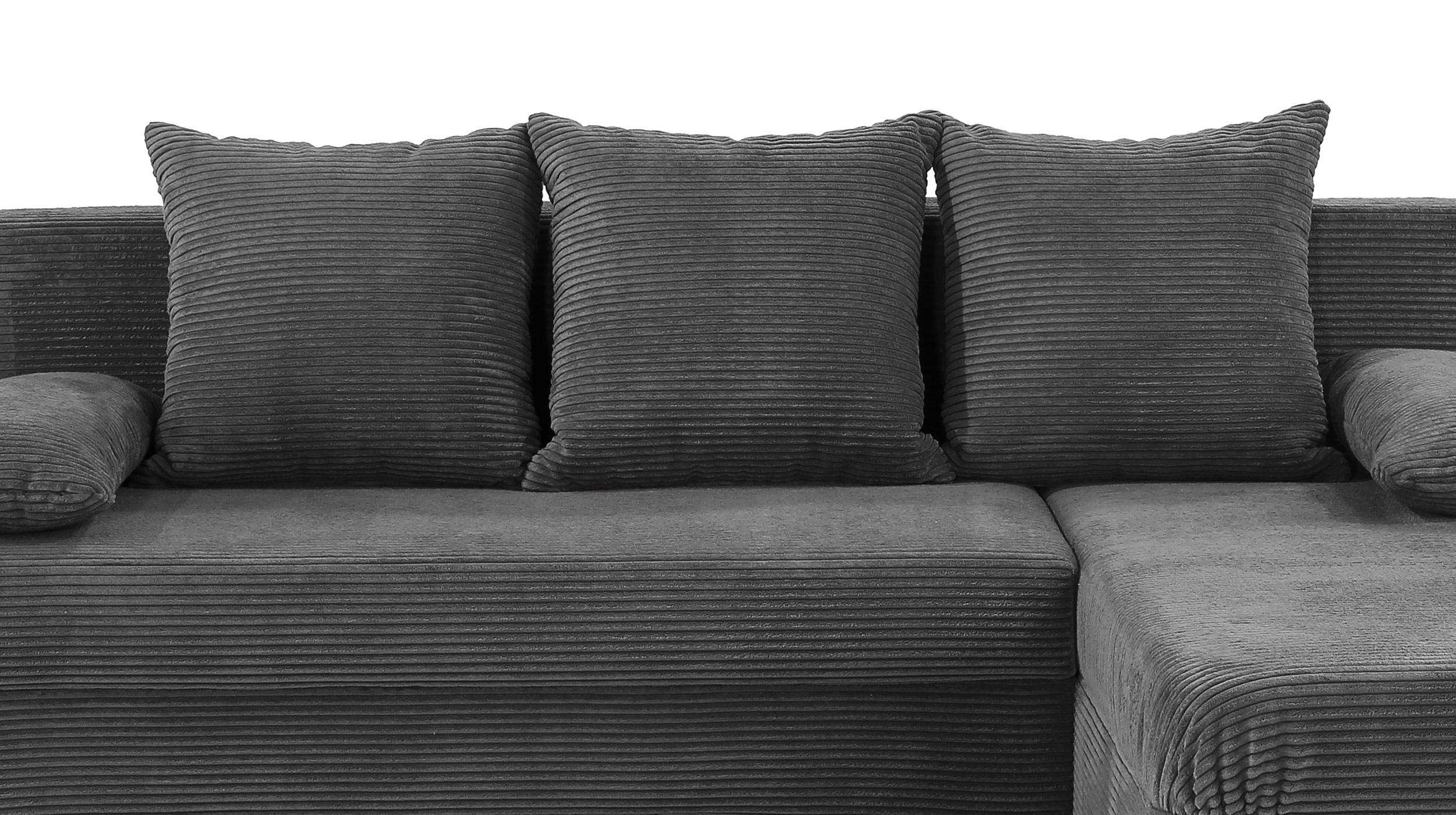 Ecksofa Cord grau Schlaffunktion Bettkasten 191 x 142 cm - POLARIS