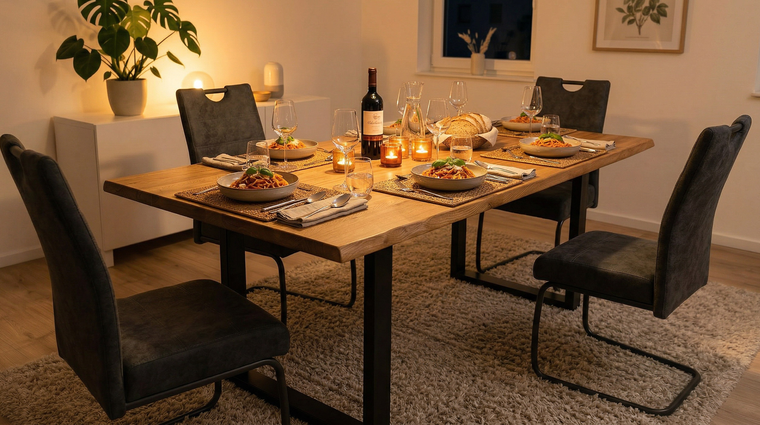 Esstisch Baumkantentisch Optik 200 cm Wildeiche massiv geölt - DALIUS