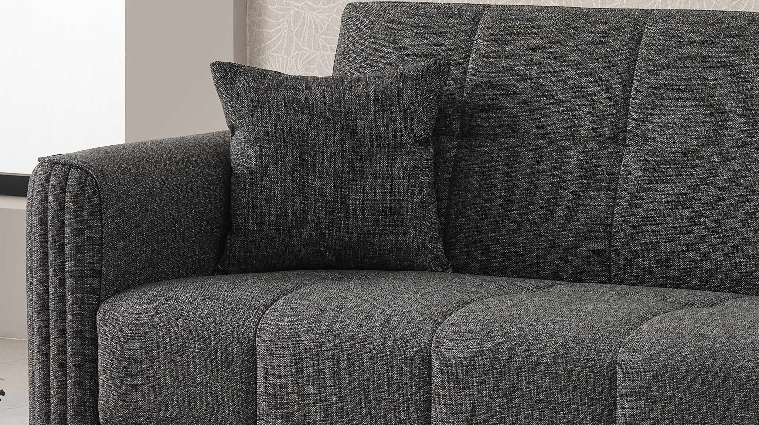 Einzelsofa 3-Sitzer mit Schlaffunktion 220 cm anthrazit - BELSAMO