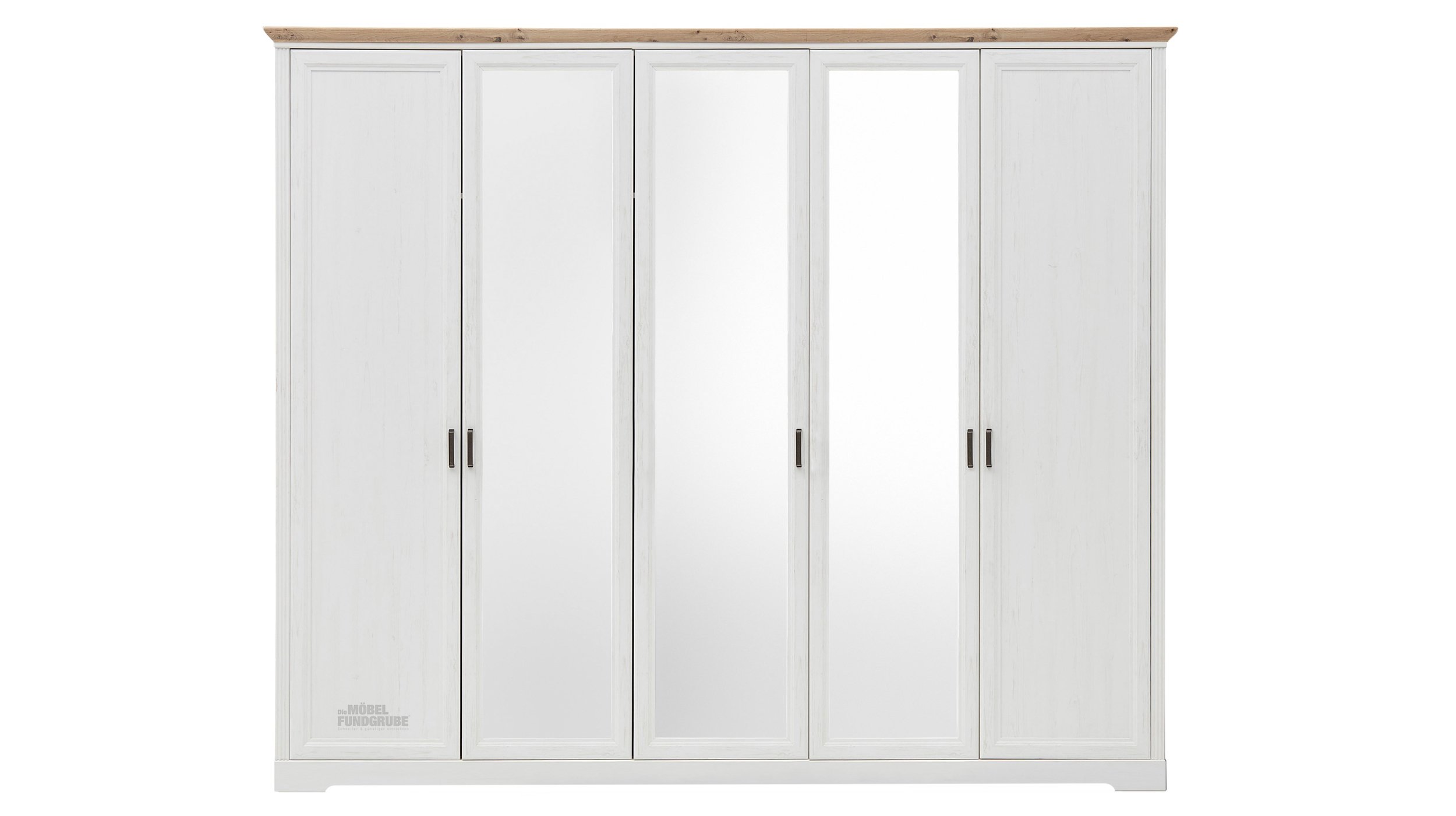 Kleiderschrank mit Spiegel - weiß - Artisan Eiche - 266 cm - JASMIN