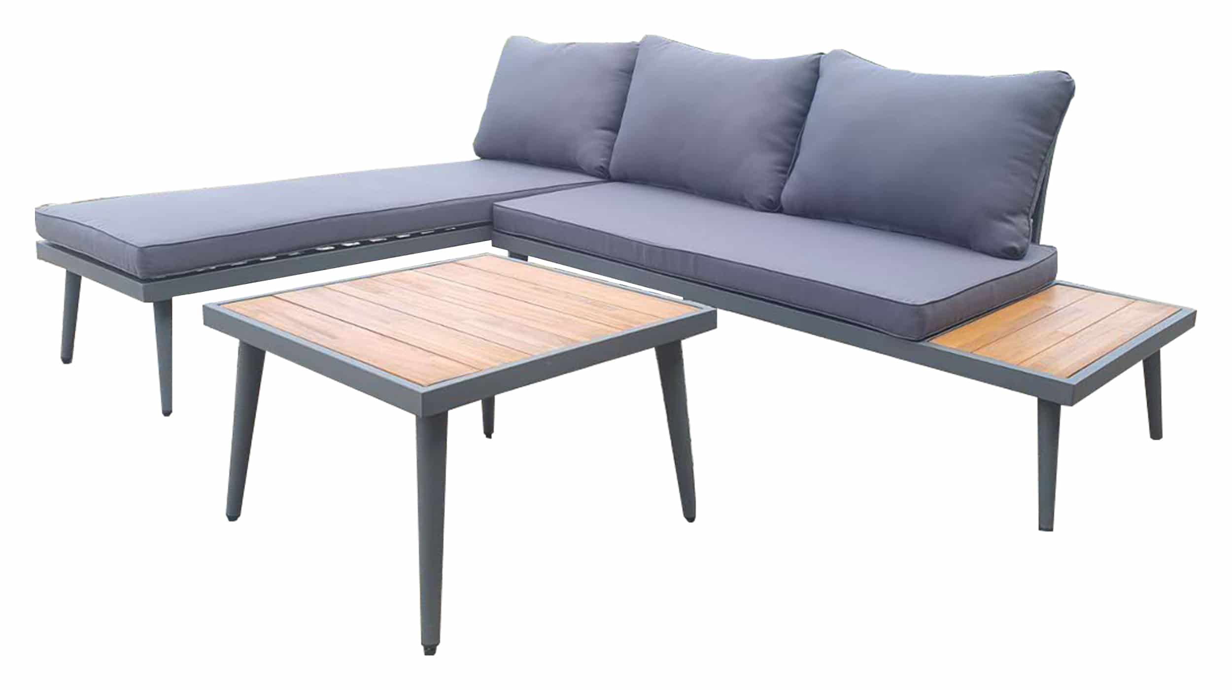 Gartenmöbel Lounge Set 216 x 147 cm grau - Akazien-Optik - SAVINA