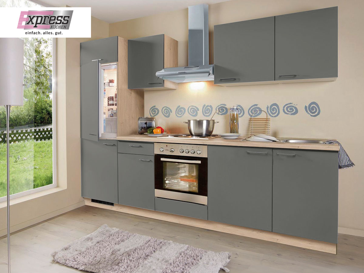 Küchenzeile 270 cm - mit Geräten - Küchenfronten matt - WIN