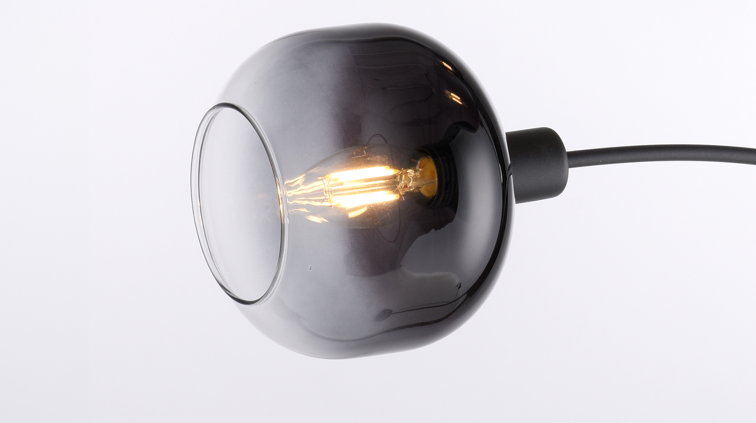 Stehlampe schwarz 160 cm Rauchglasschirm 3-Flammig - ZEA