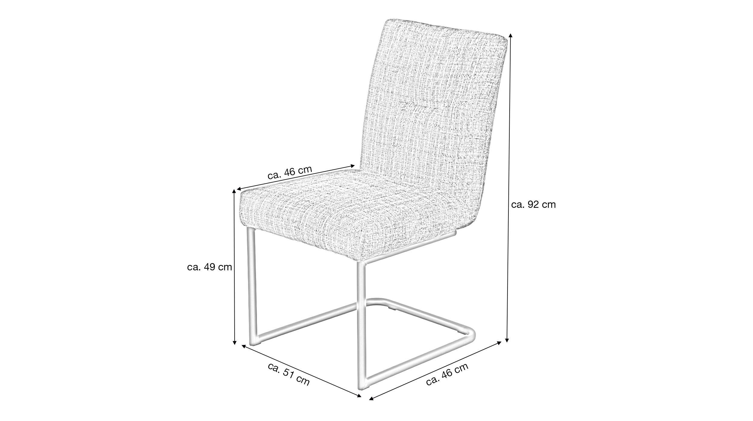 Schwingstuhl grau Freischwinger Webstoff - CLEO