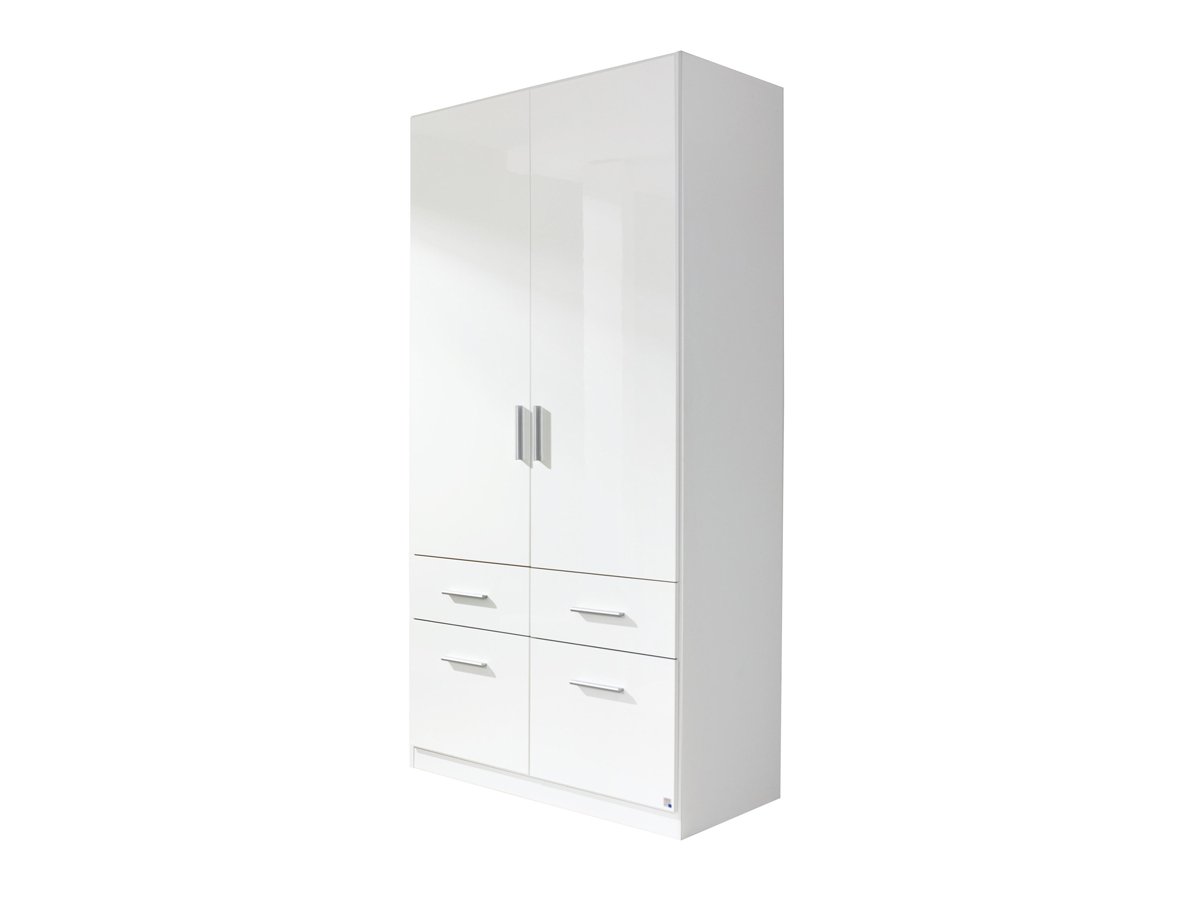 Kleiderschrank weiß hochglanz - rauch - 91 cm - CELLE