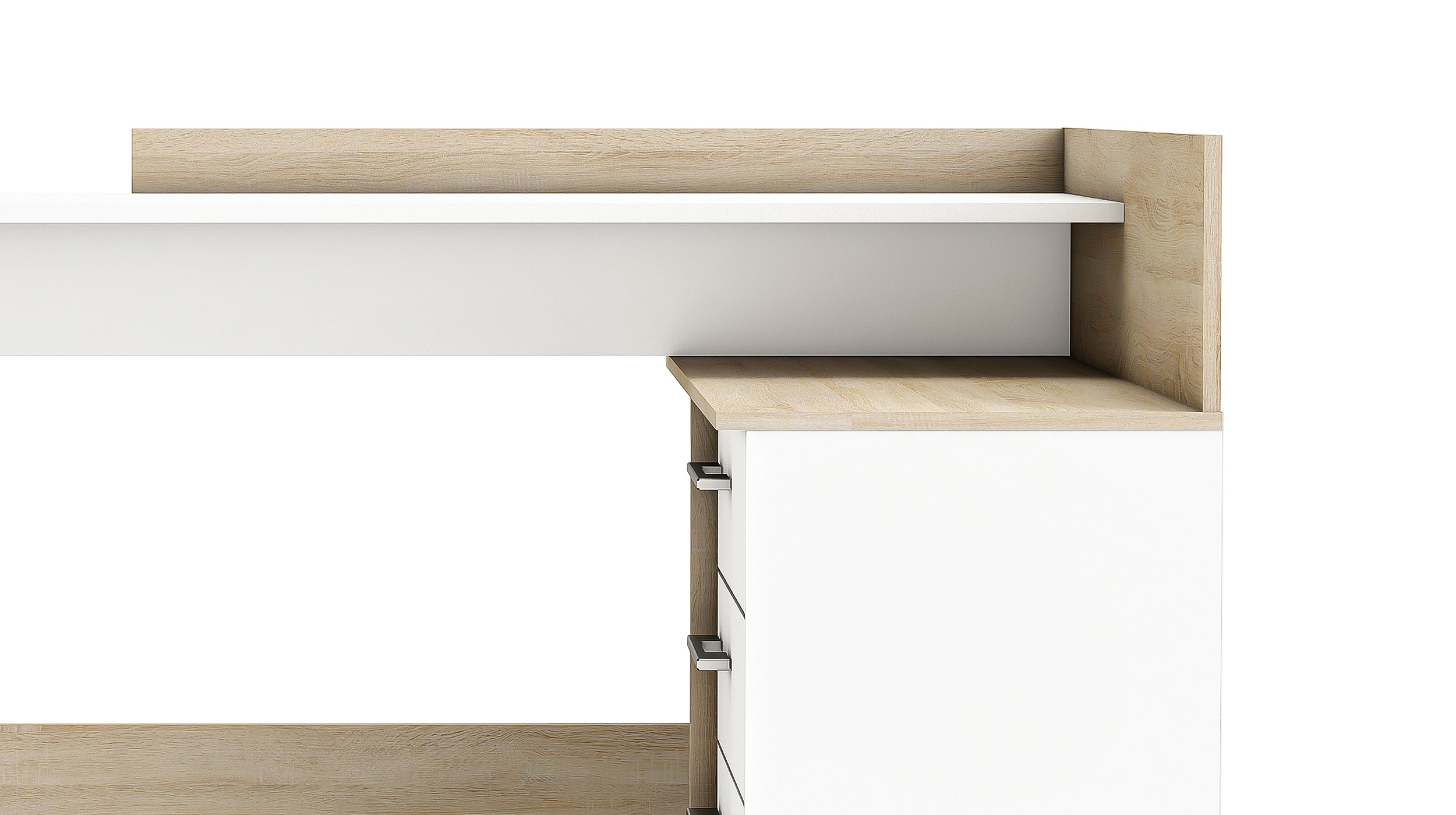Eck-Schreibtisch Sonoma Eiche weiß 129 x 106 cm - THALES 