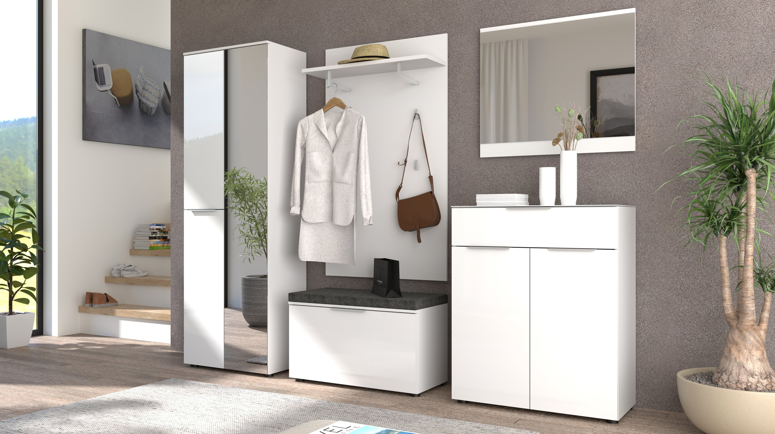 Wandgarderobe Paneel weiß 80 x 138 cm - SANTORIN