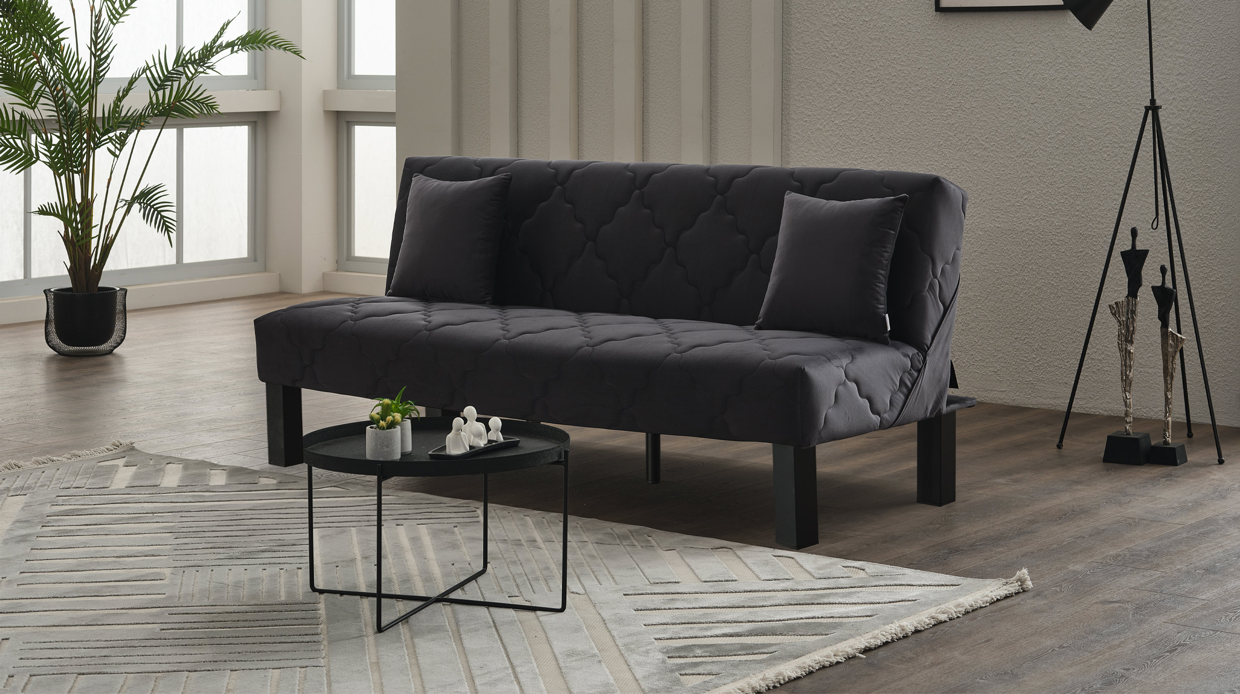 Einzelsofa 3-Sitzer anthrazit Schlaffunktion - 190 cm - MEXICO