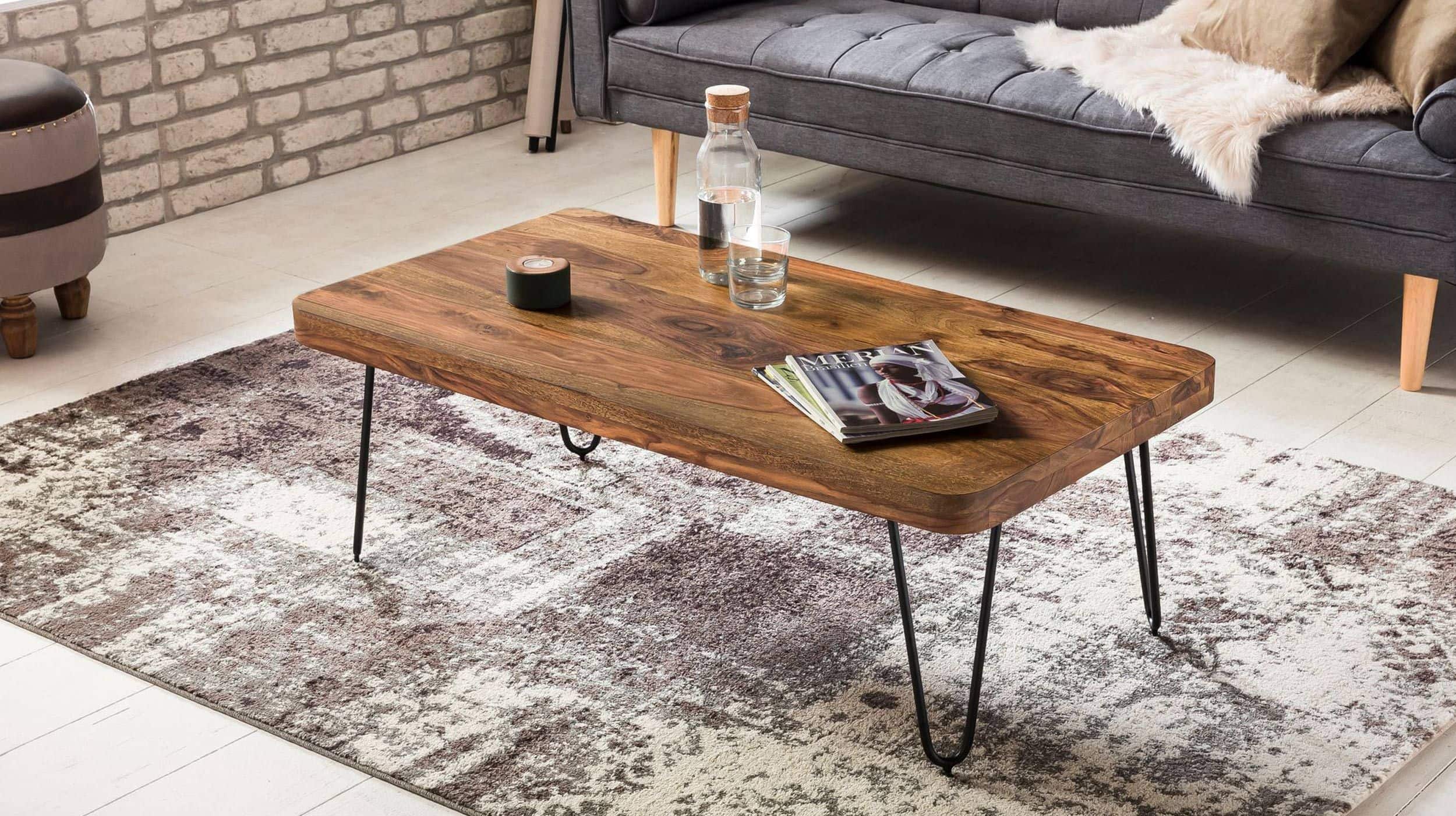 Couchtisch Sheesham massiv gebeizt 115 x 60 cm - BRAGE