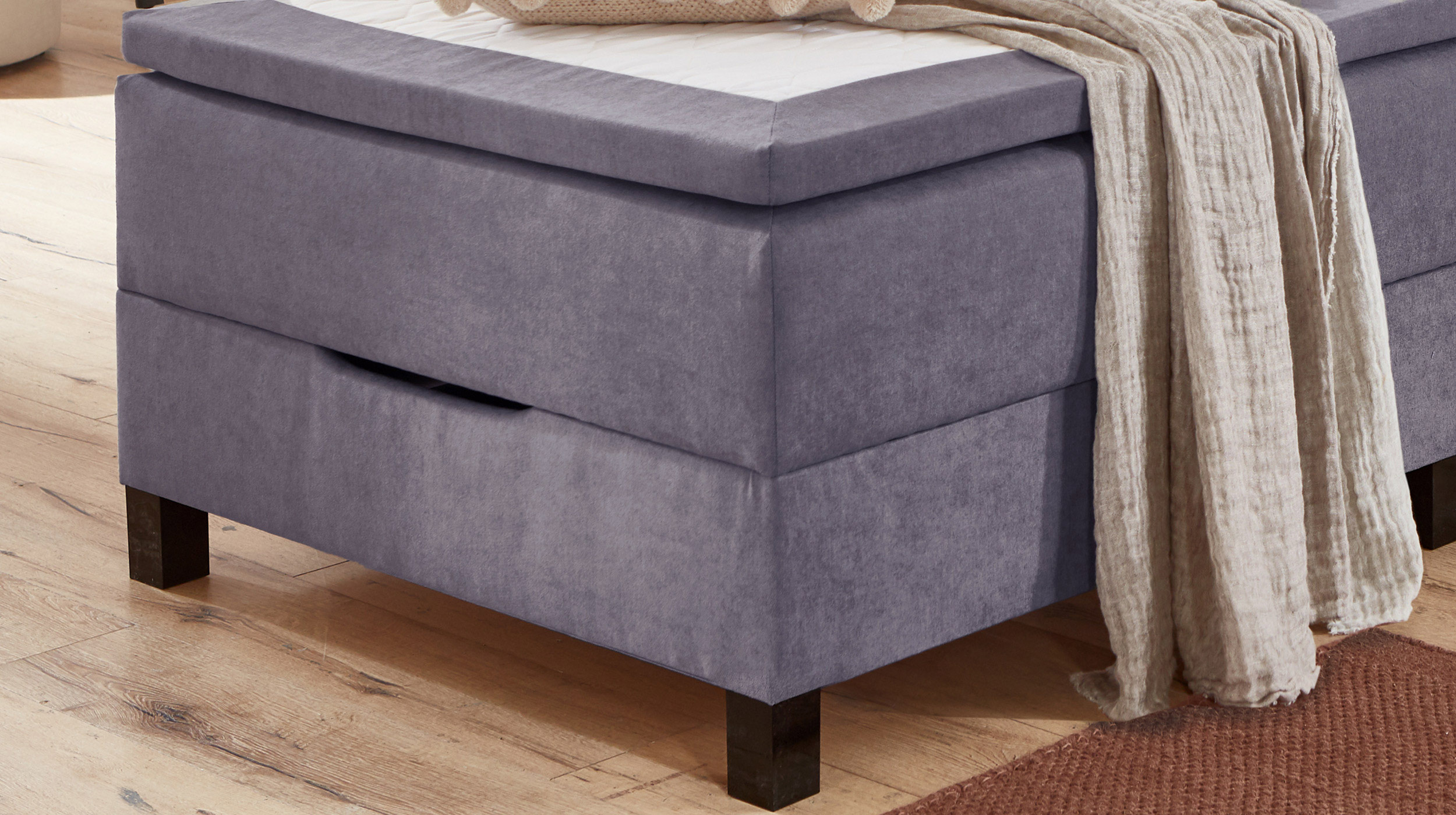 Boxbett 120 x 200 cm grau mit Bettkasten - JEFF