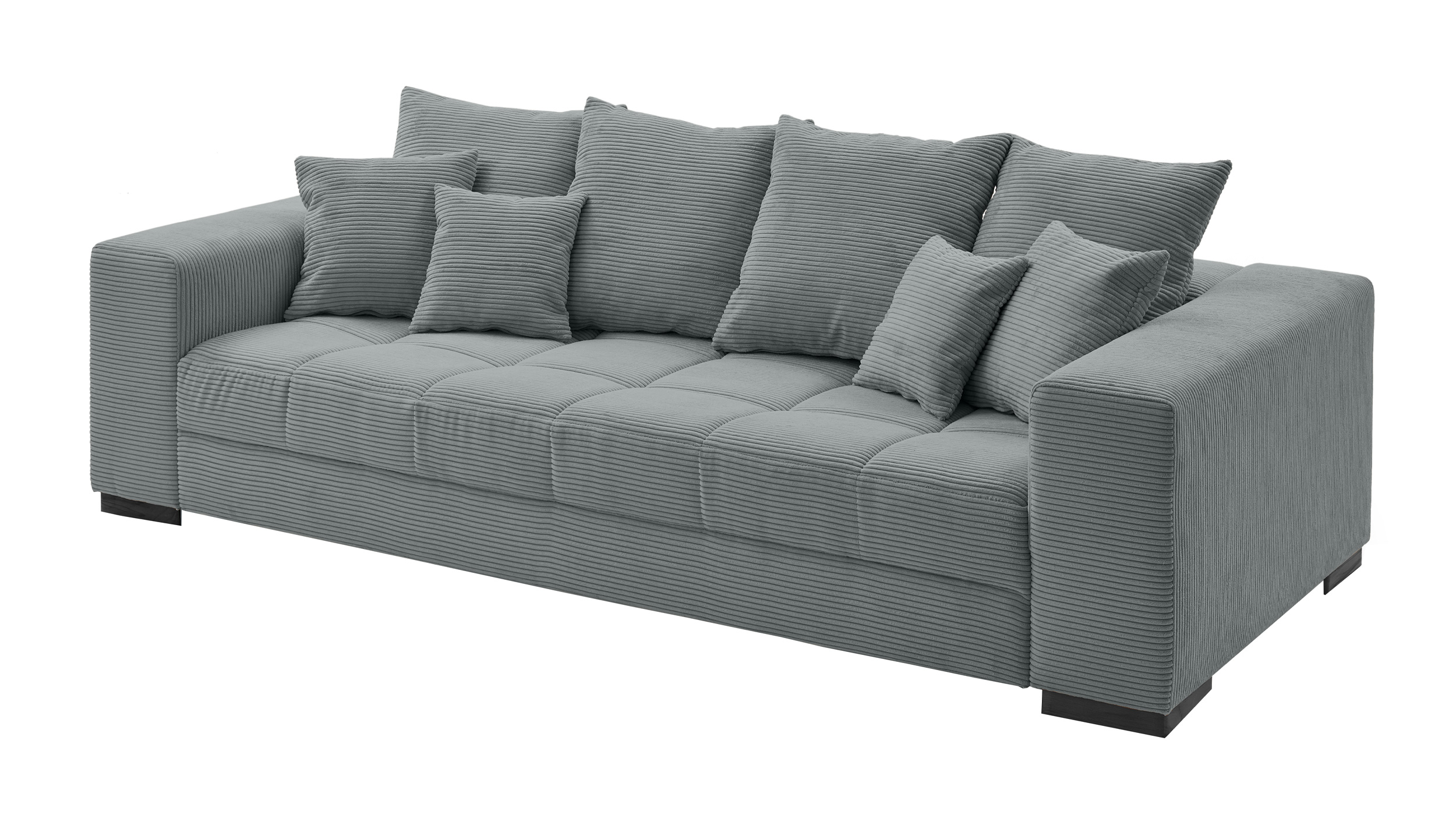 Big Sofa grau Cord 254 cm - Nosagunterfederung - BORNEO