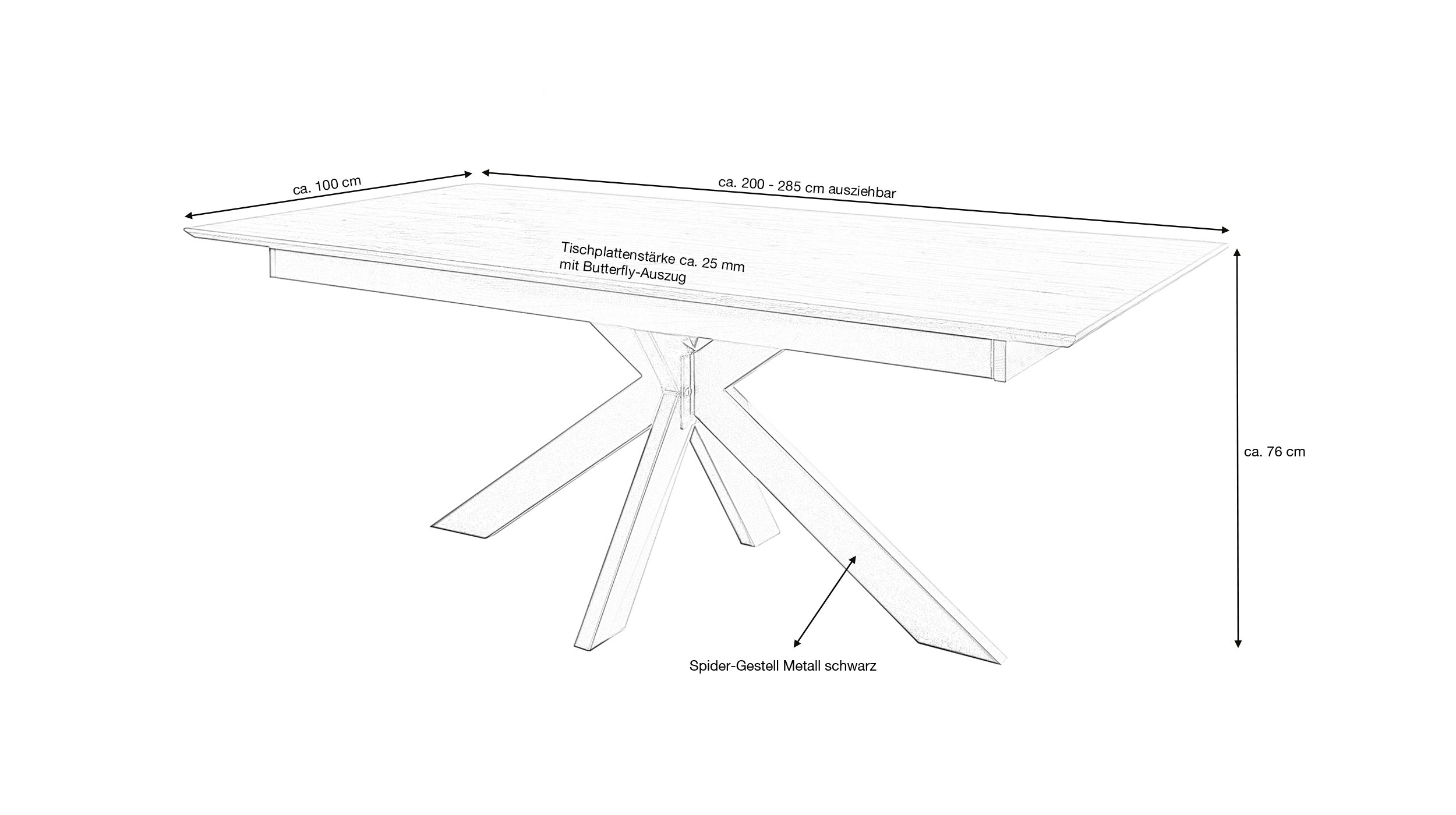 Esstisch Massivholztisch 200 cm Wildeiche ausziehbar - RICARDO