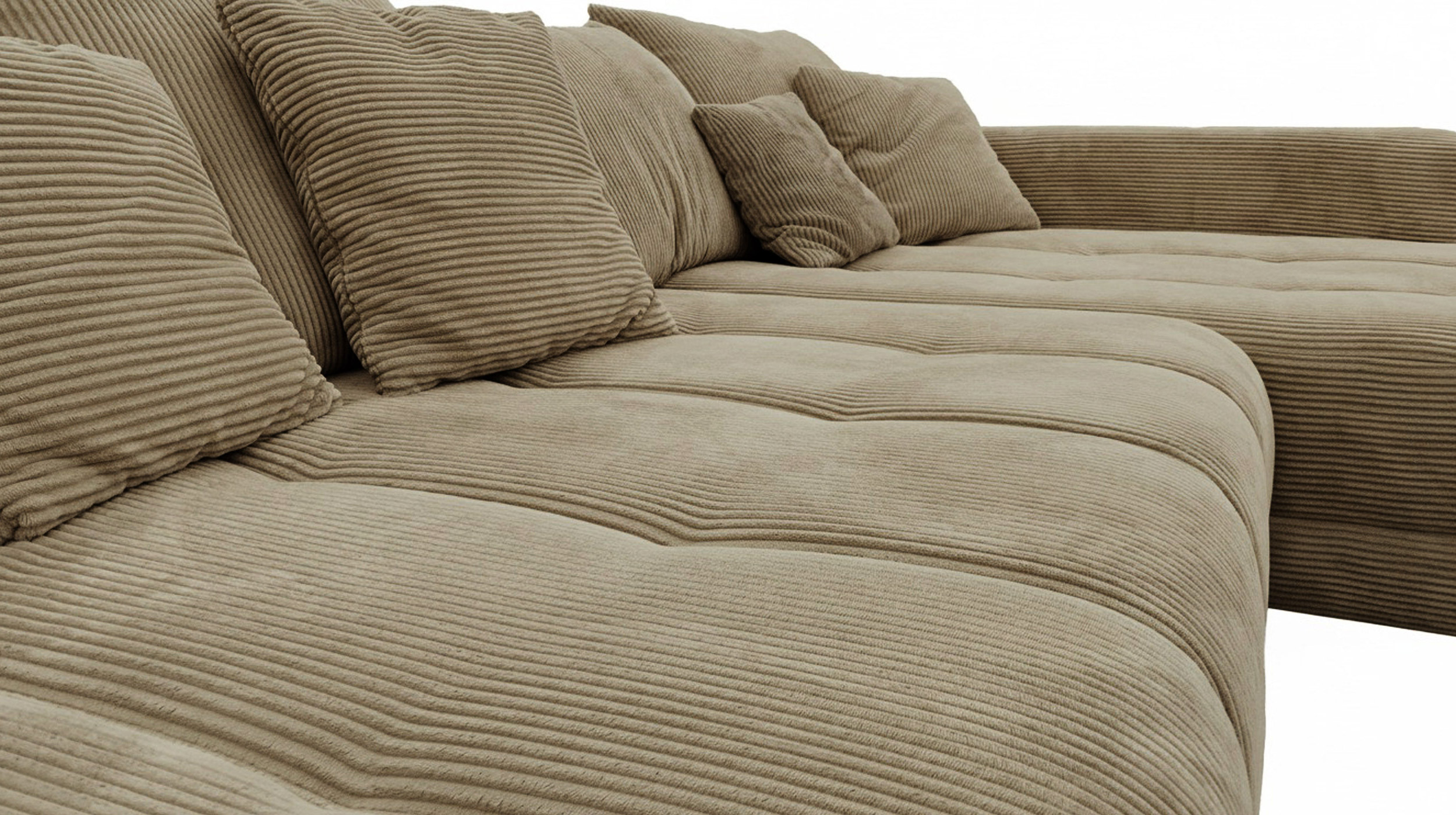 Ecksofa Cord grün 300 x 215 cm - OT rechts - ARTEMIS