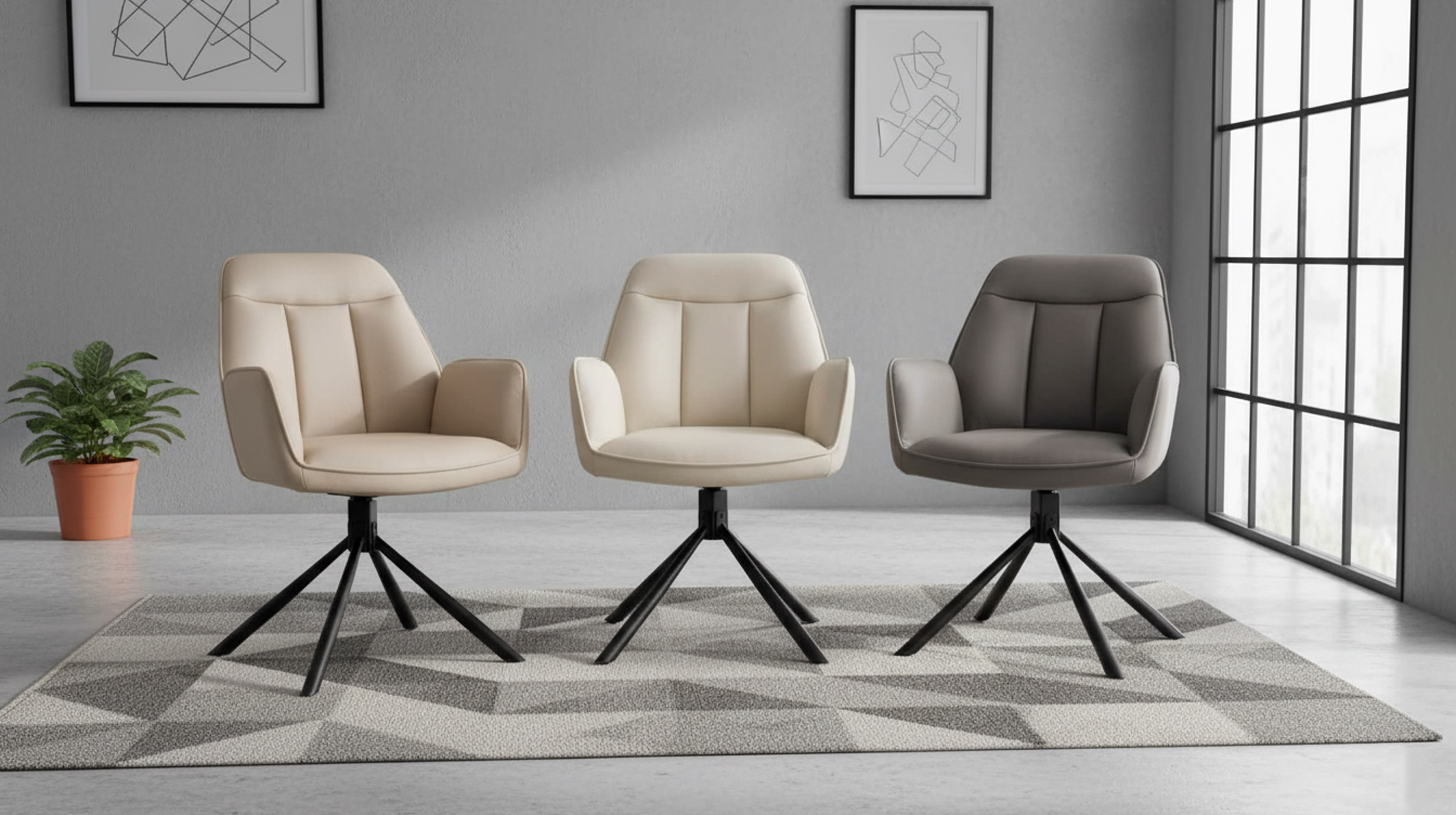 Armlehnstuhl creme Drehstuhl Microfaser - RAFAELA