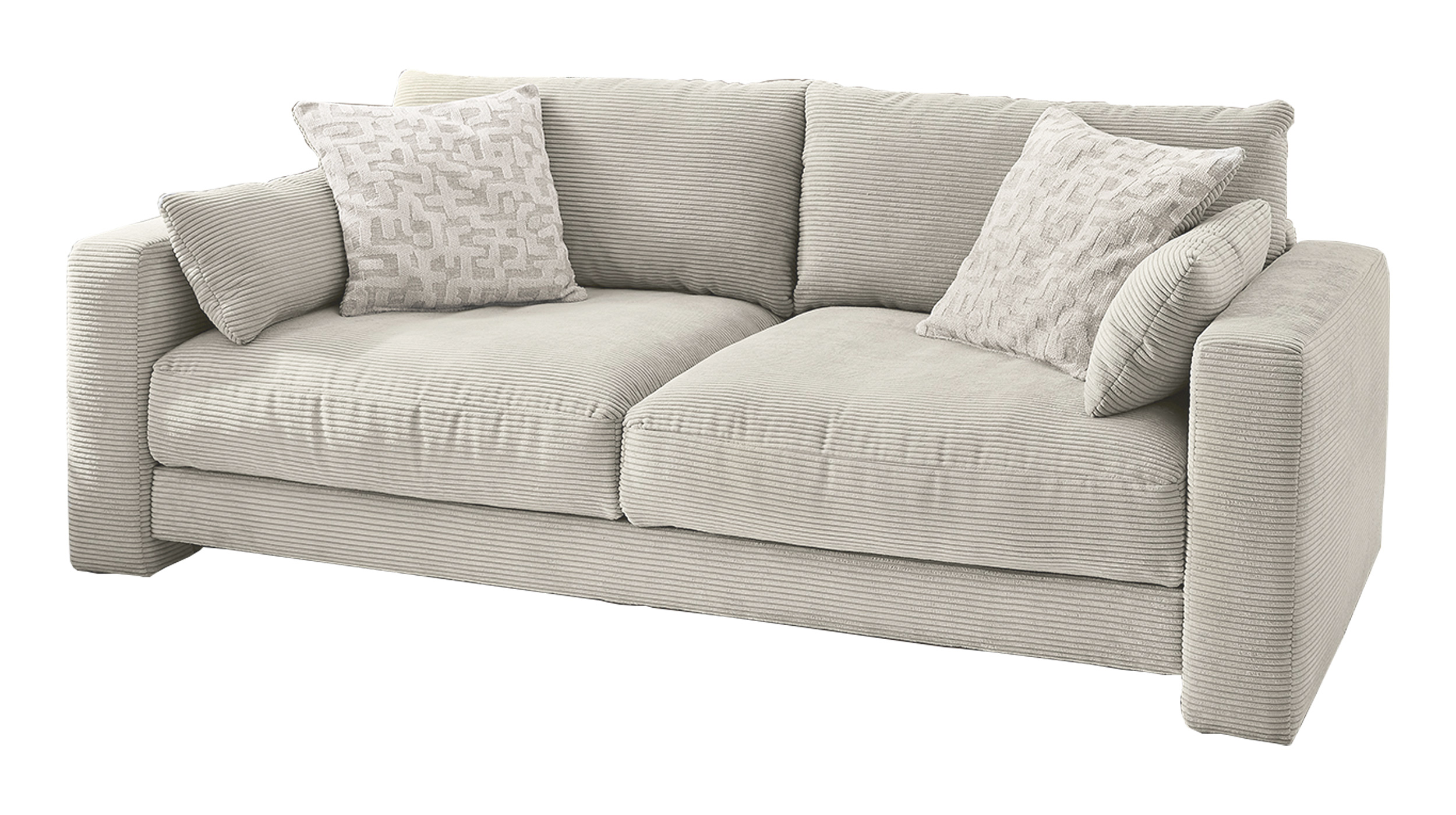 Big Sofa Cord grau-beige - 241 cm Federkernpolsterung - MILEY