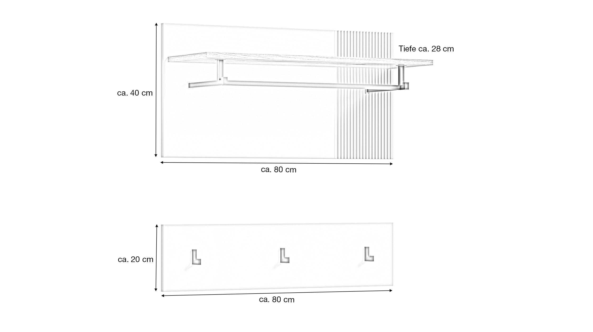 Wandgarderobe Paneele Beige Eiche 80 cm - 2-teilig - SLIDE