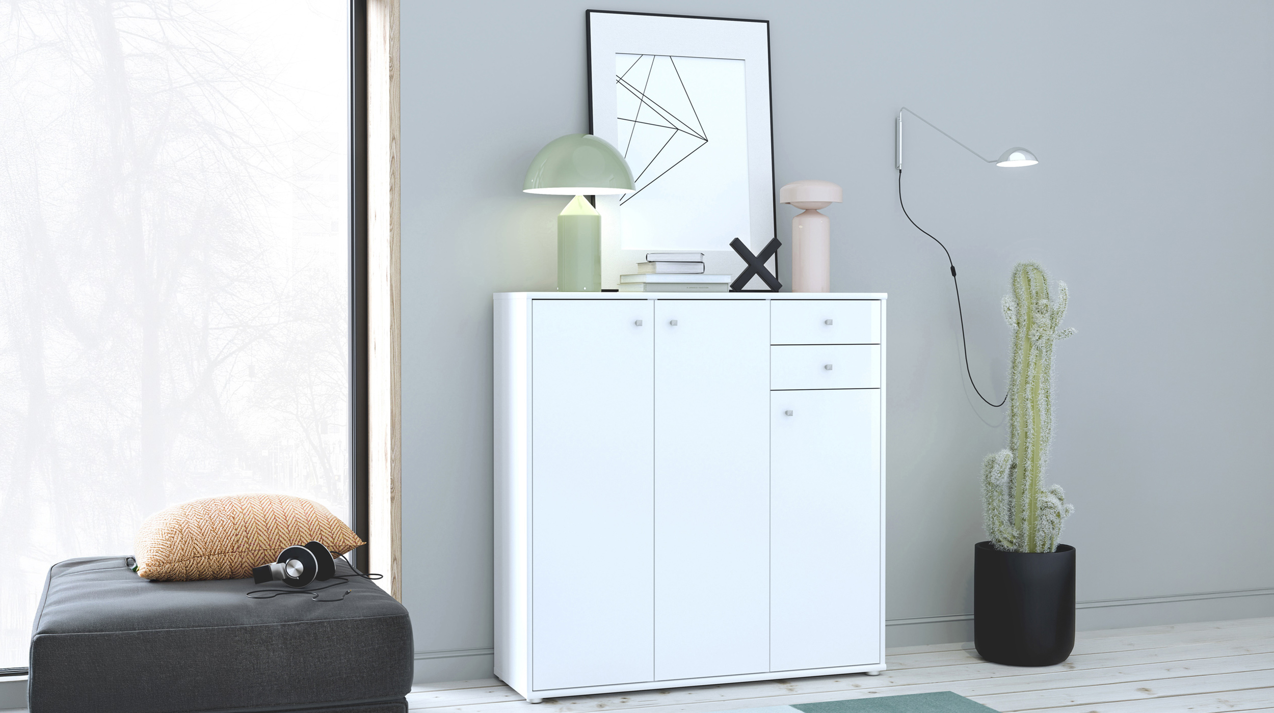 Kommode mit Schubladen weiß 111 cm - TEMPRA