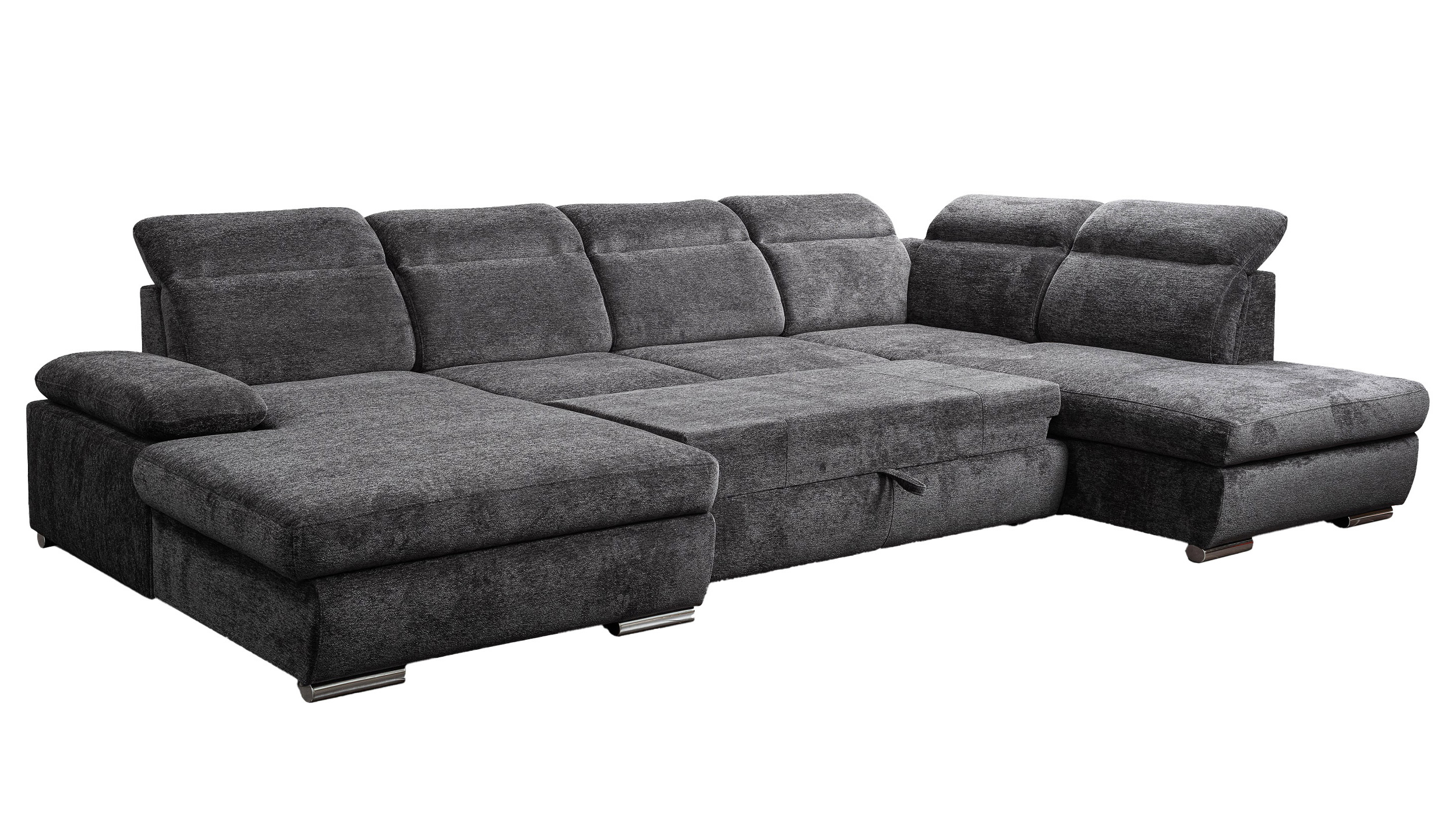 Wohnlandschaft Schlaffunktion anthrazit mit Bettkasten 359 cm - CORDOBA