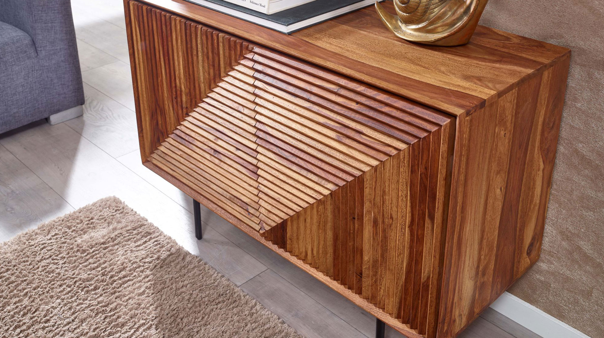 Sideboard Sheesham massiv 100 x 40 cm 2-türig -  DAINA