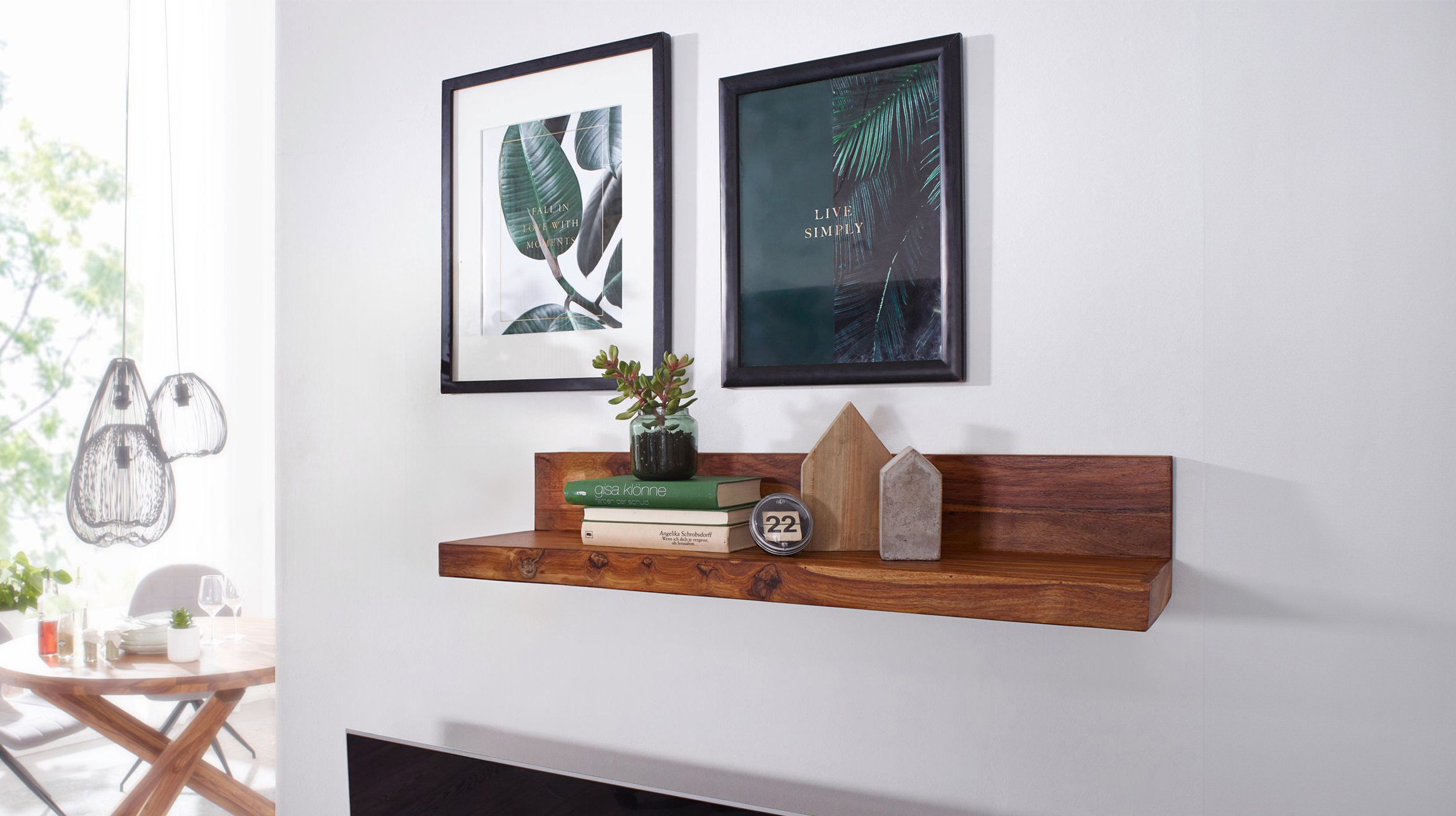 Wandboard Sheesham massiv gebeizt - 80 cm - MIKKEL