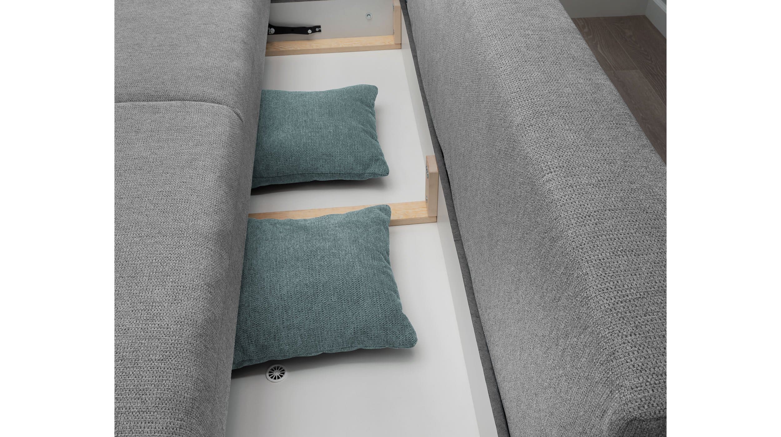 Big Sofa mit Schlaffunktion grau 242 cm - PERA
