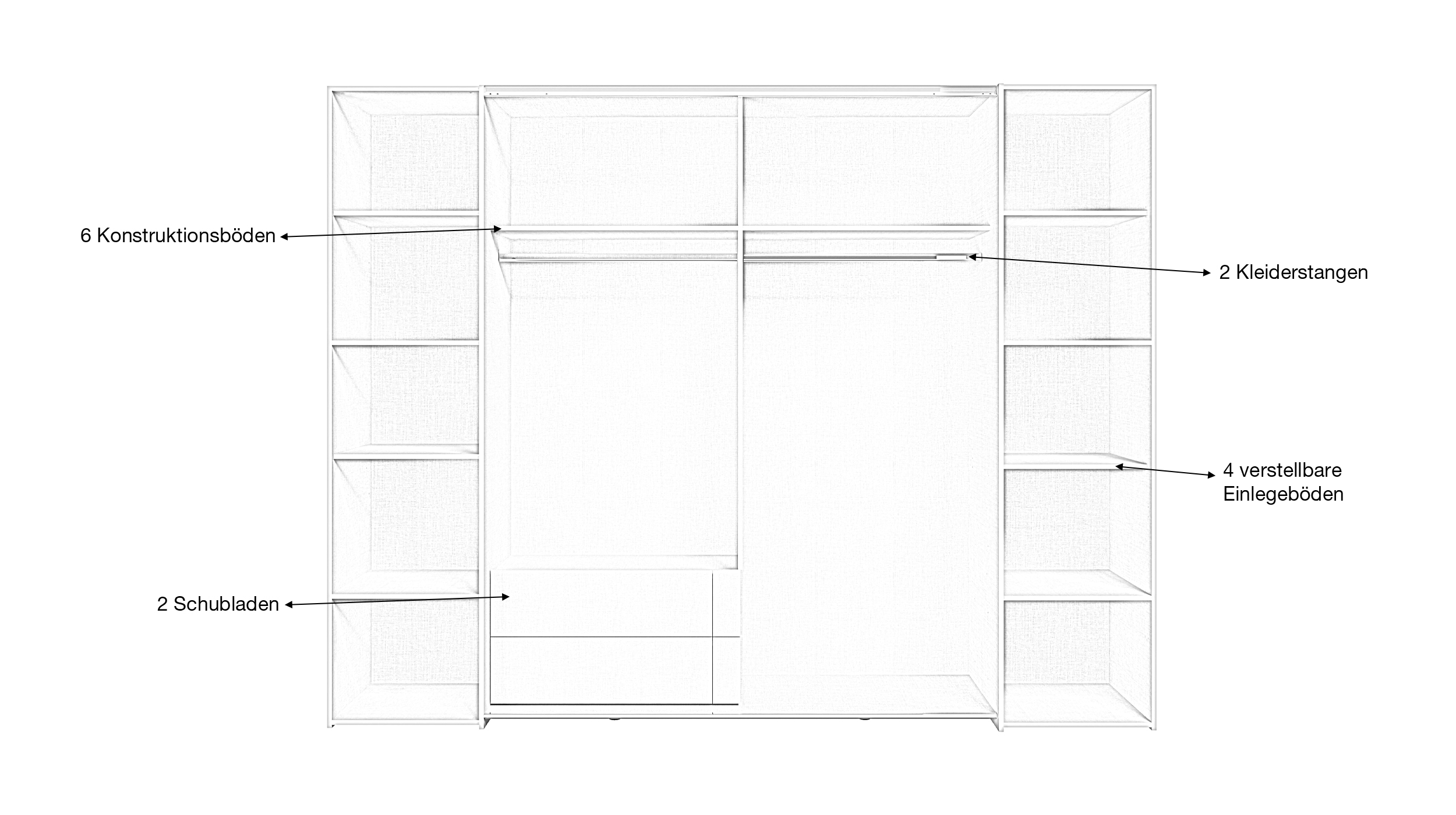 Kleiderschrank beige - 270 cm - Schwebetüren - mit 2 Schubladen - NARAGO