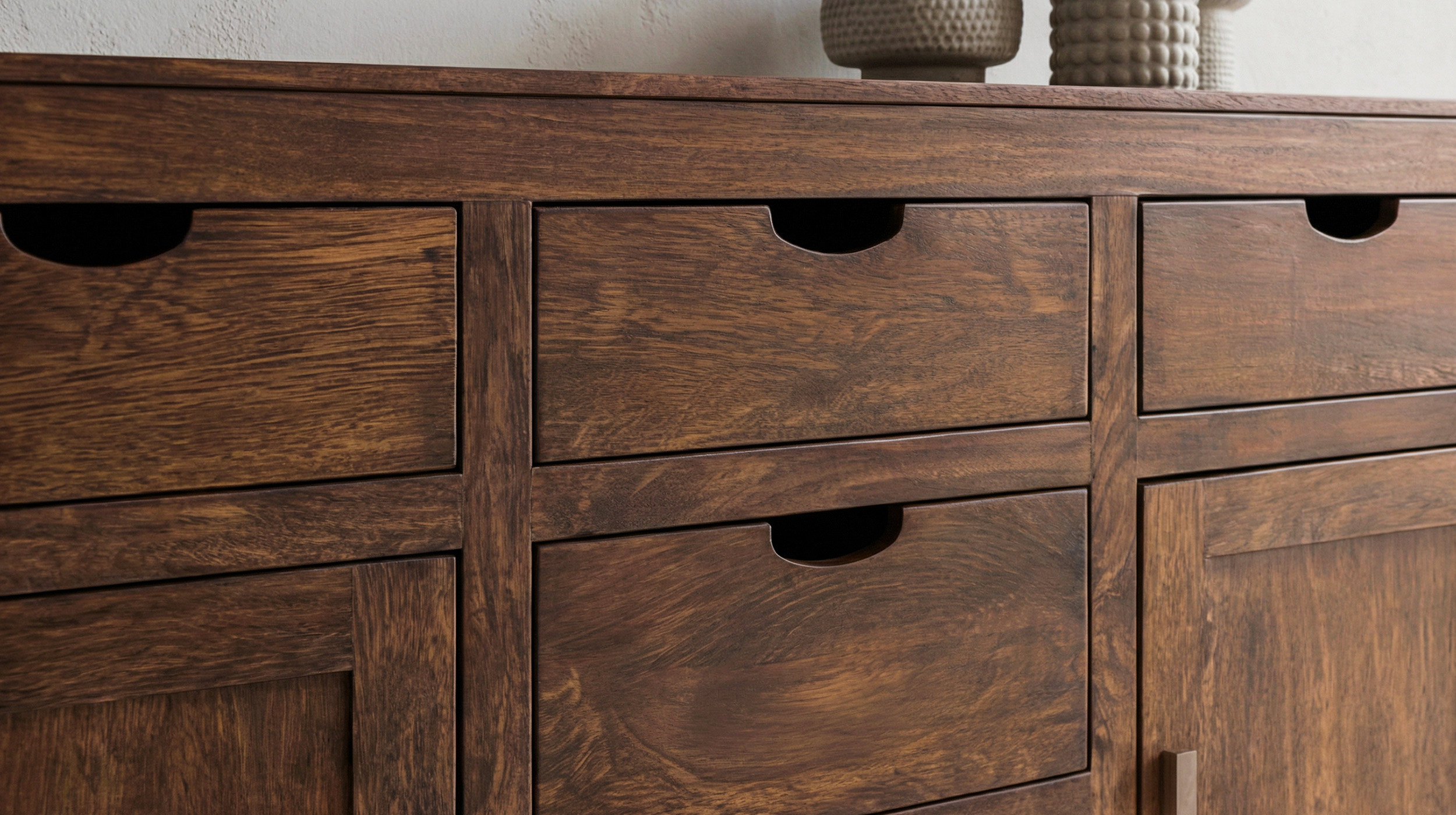 Sideboard 140 cm Mango massiv gebeizt montiert - MANGALA