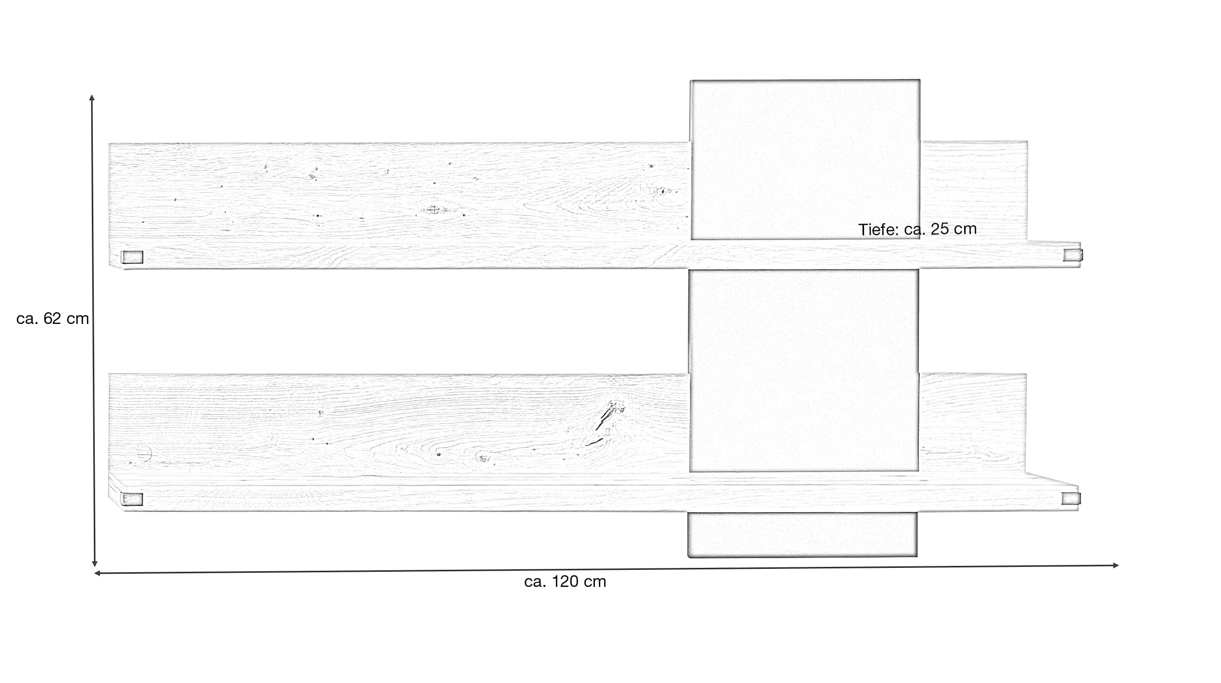 Wandboard Wildeiche teilmassiv - graphit - 120 cm - CATANIA