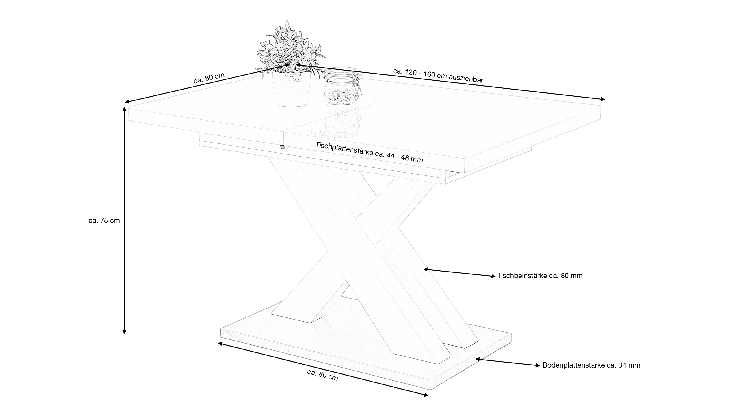 Esstisch 120 - 160 cm ausziehbar weiß hochglanz - ELVIRA