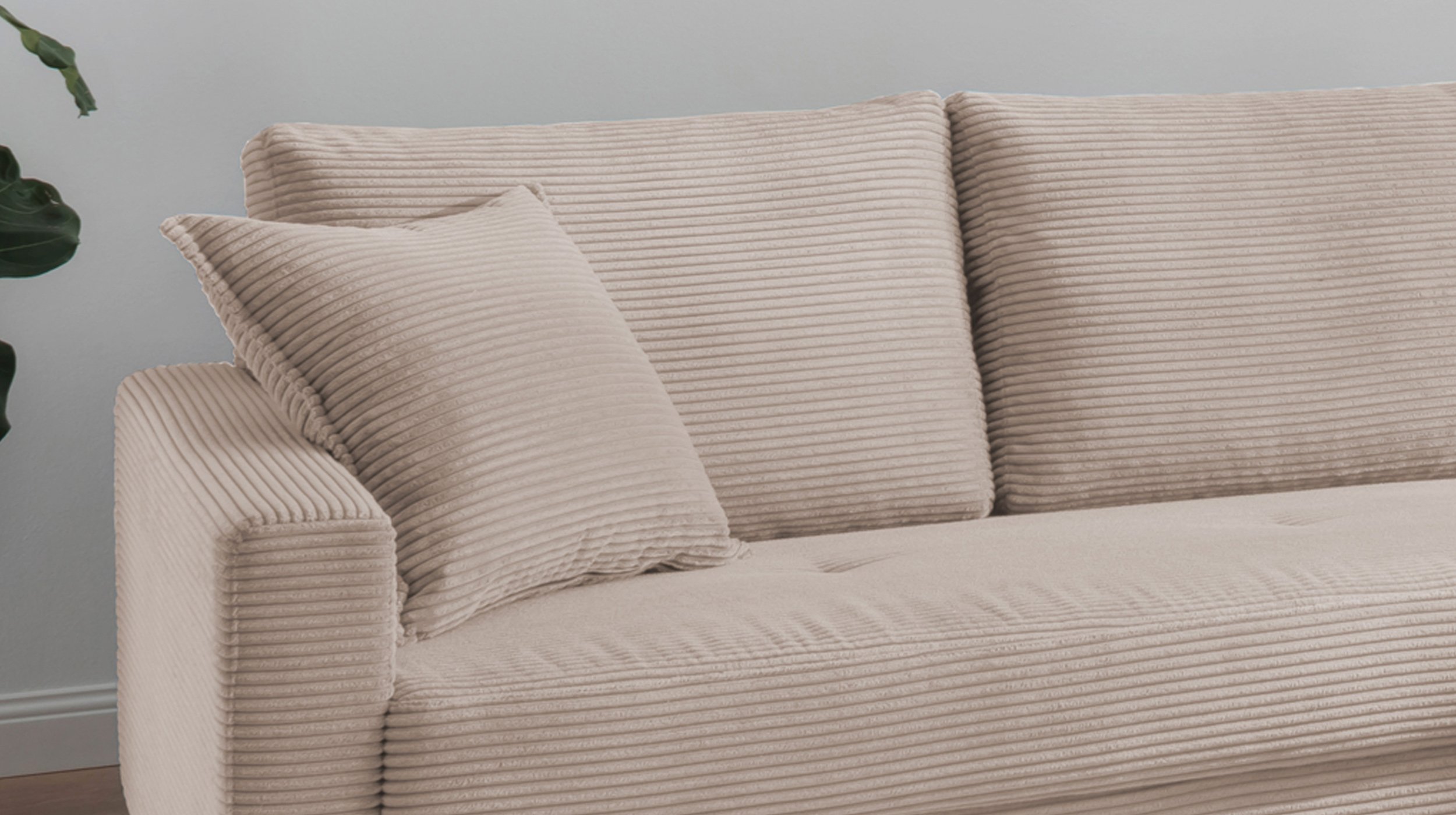 Ecksofa Cord beige 276 x 173 cm - SUMMER