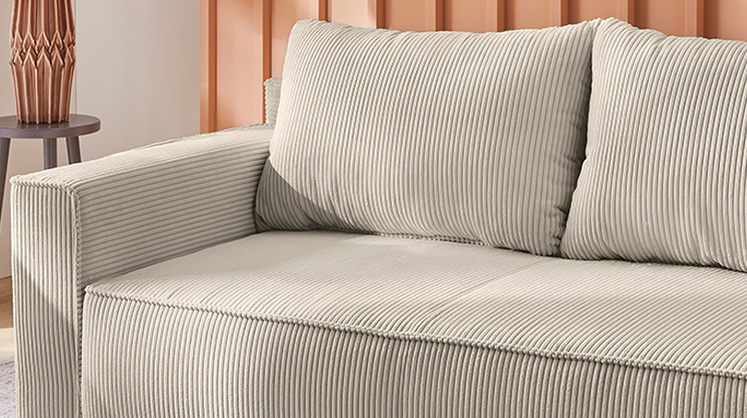 Schlafsofa mit Bettkasten grau-beige 185 x 88 cm - RON 
