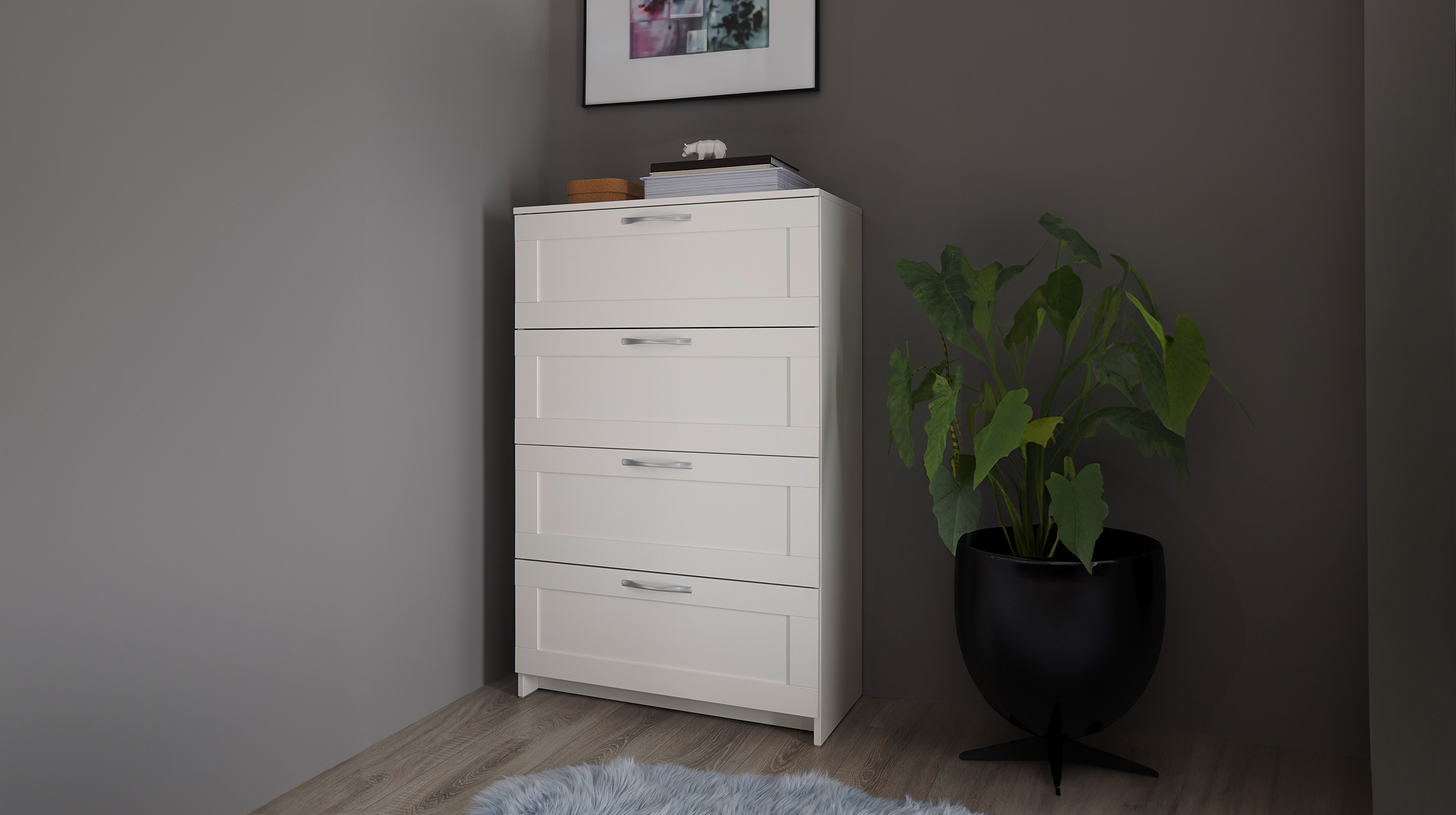 Kommode mit 4 Schubladen weiß 79 x 124 cm - SALIAS 