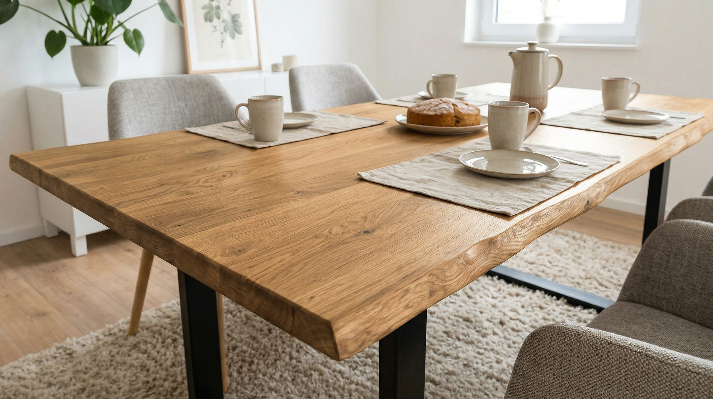 Esstisch Baumkantentisch Optik 180 cm Wildeiche massiv geölt - DALIUS