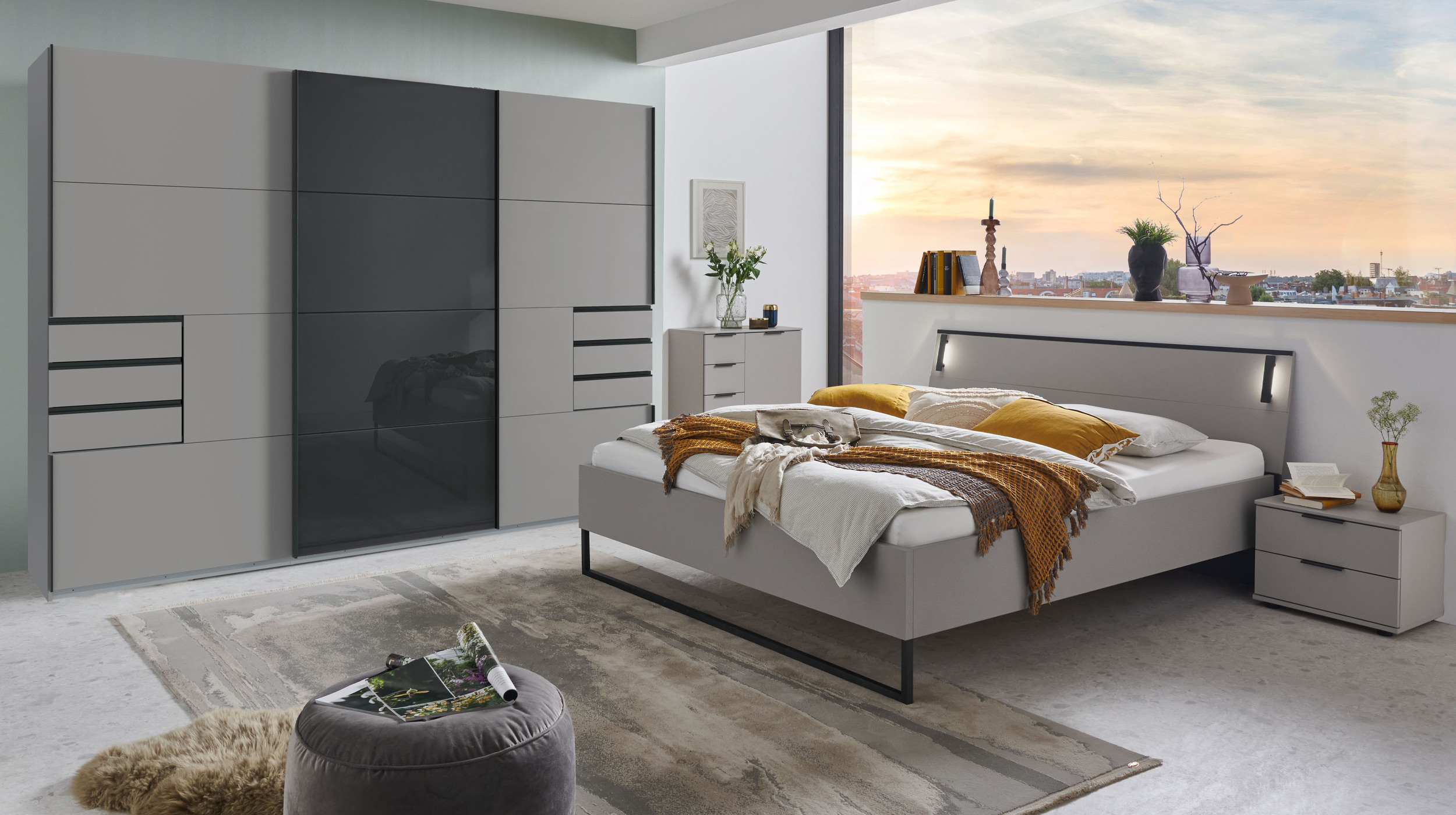 Doppelbett Futonbett 180 x 200 cm grau - SAIGON