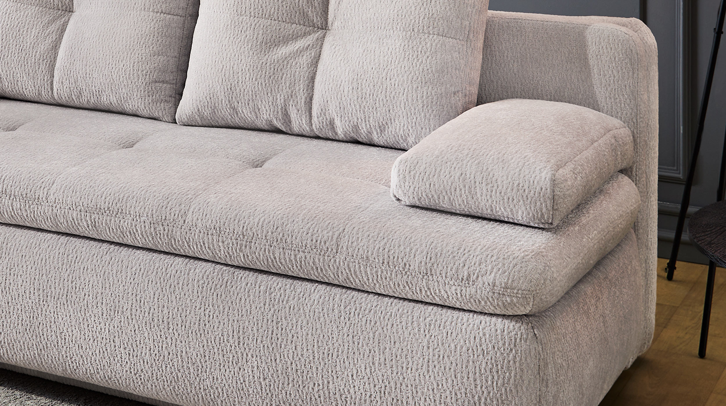 Schlafsofa grau Bettkasten Dauerschläfer 201 cm - BALU