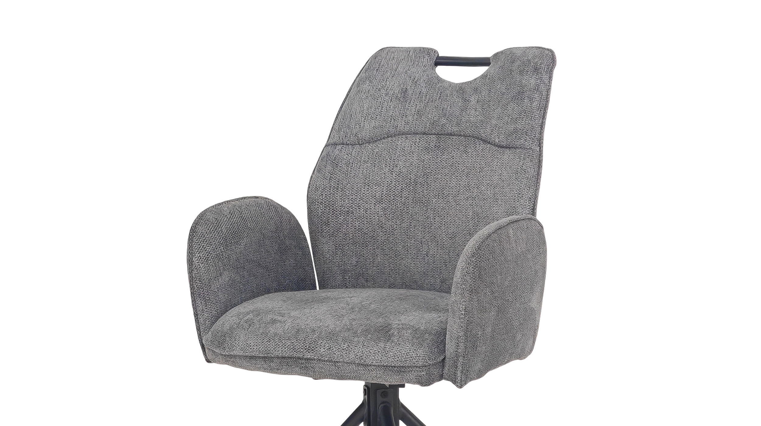 Armlehnstuhl dunkelgrau Drehstuhl - Webstoff Bezug - CARINA 