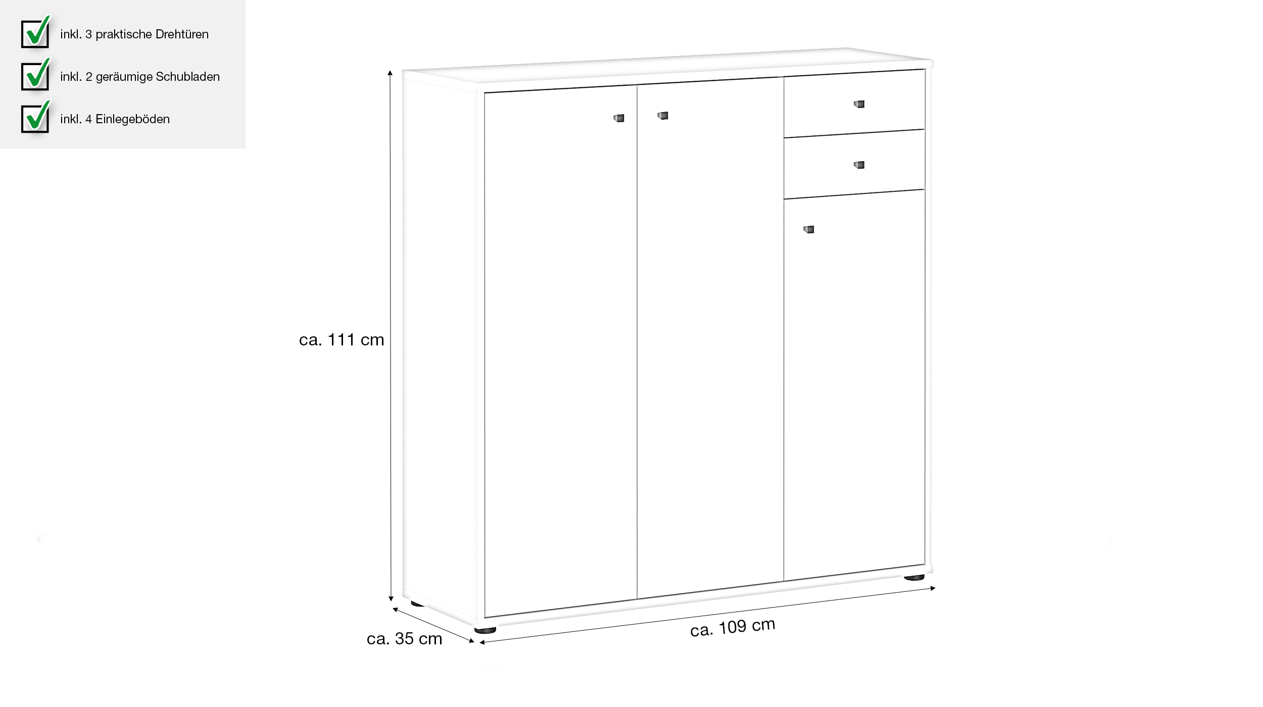 Kommode mit Schubladen beige 111 cm - TEMPRA