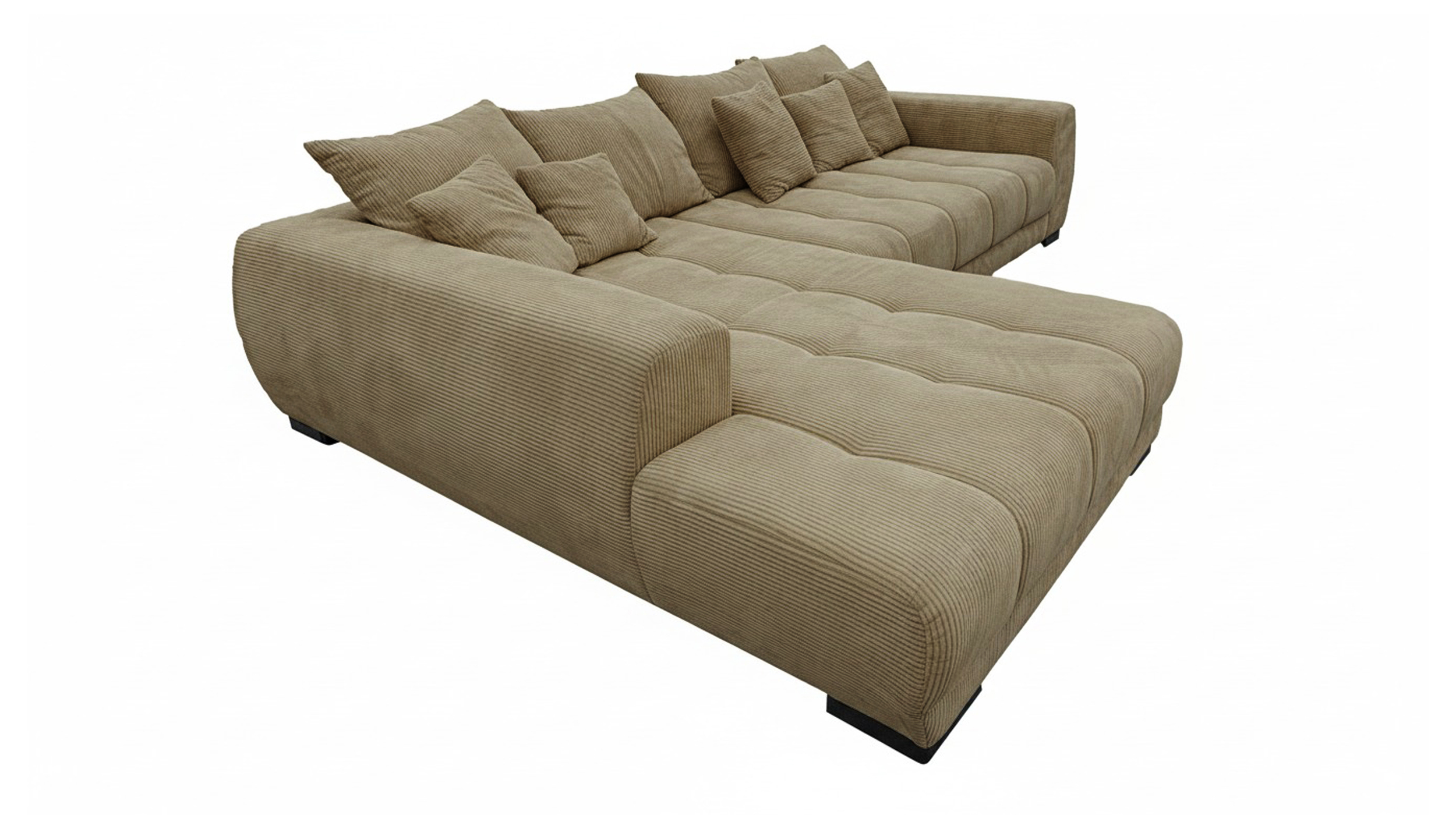 Ecksofa Cord grün elektrisch ausfahrbar 300 cm - OT links - ARTEMIS
