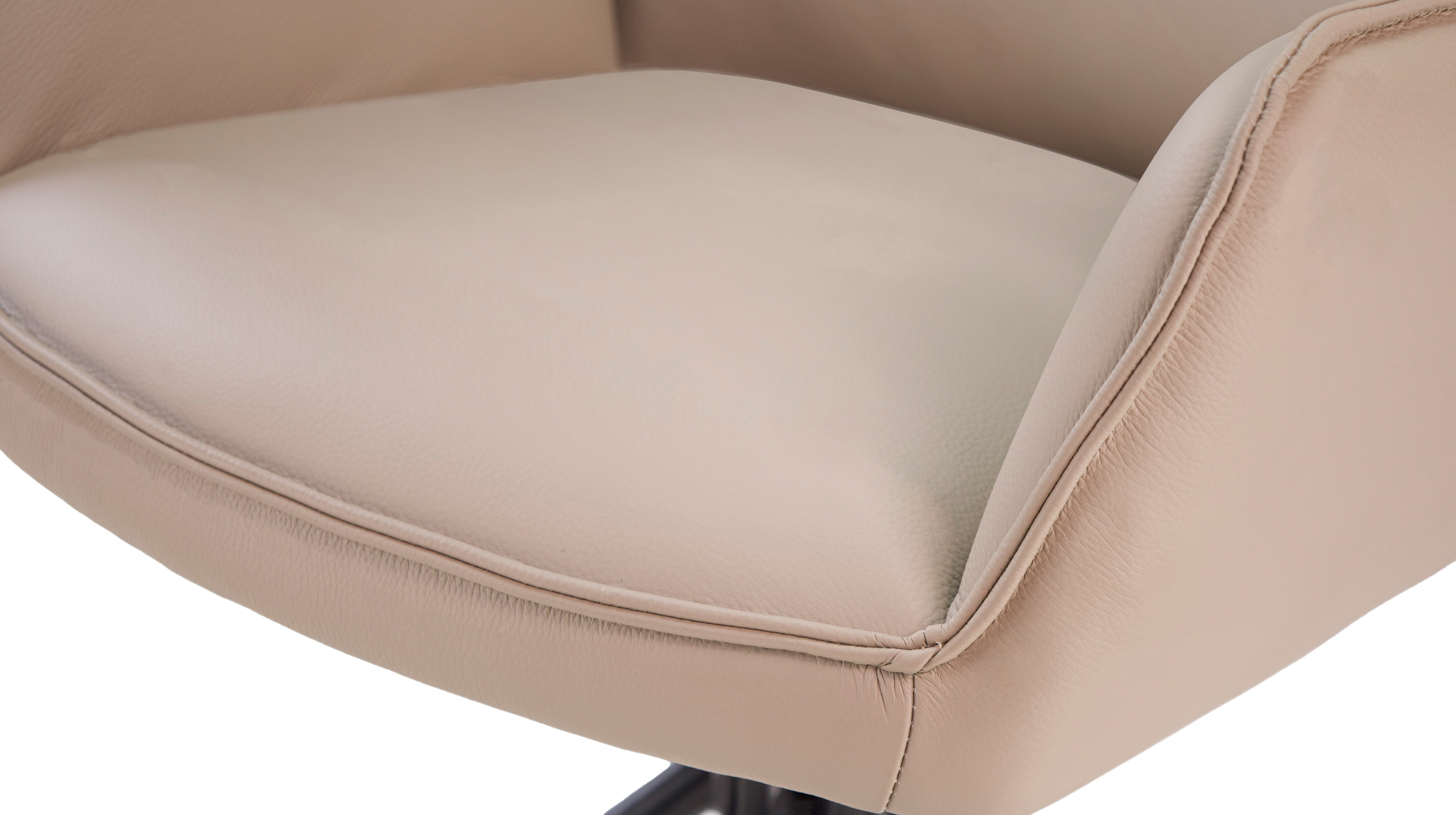 Armlehnstuhl beige Drehstuhl Leder - COVELO 