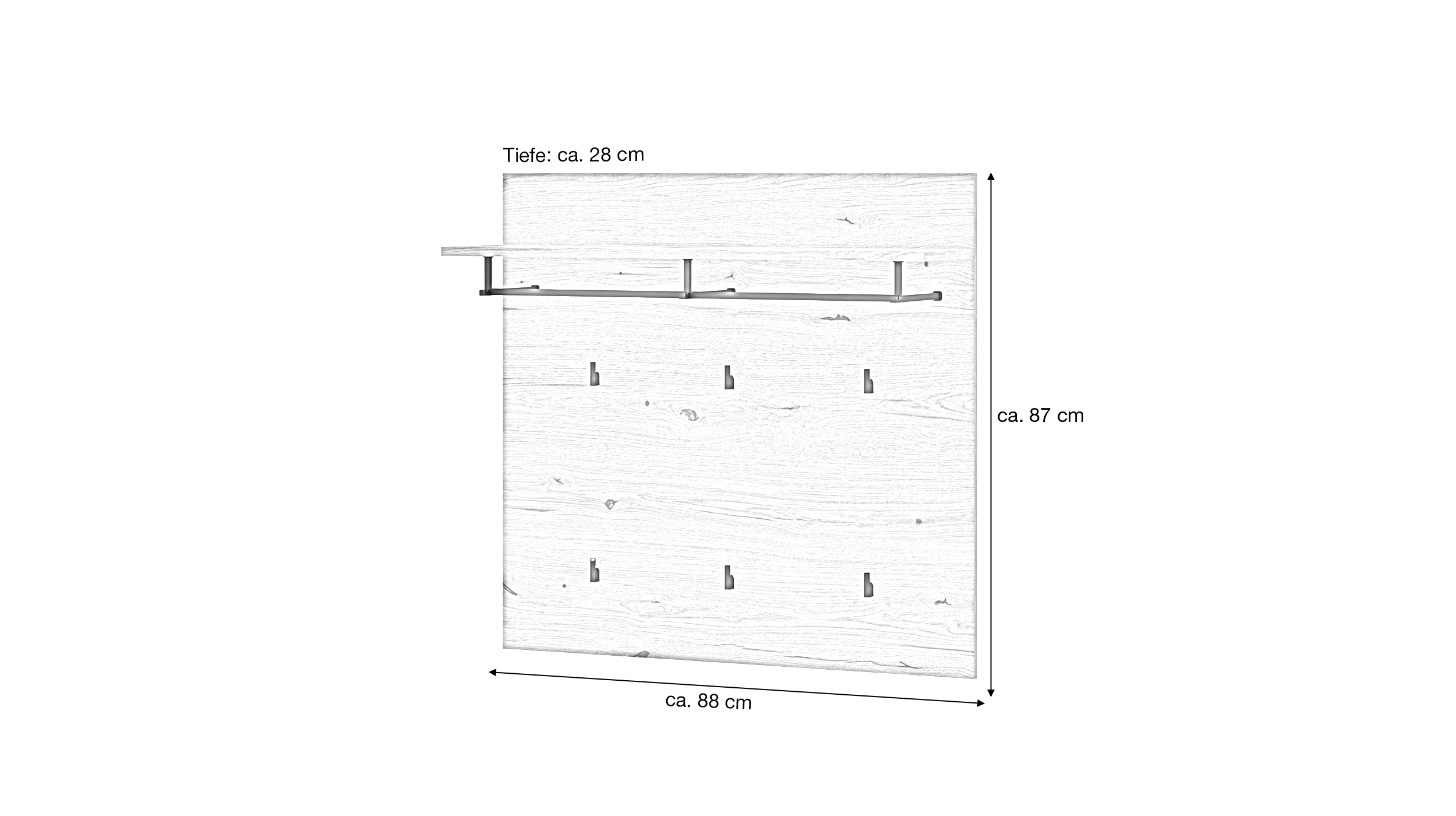 Wandgarderobe Paneele Coast Evoke Eiche Breite 88 cm - DELAMAR