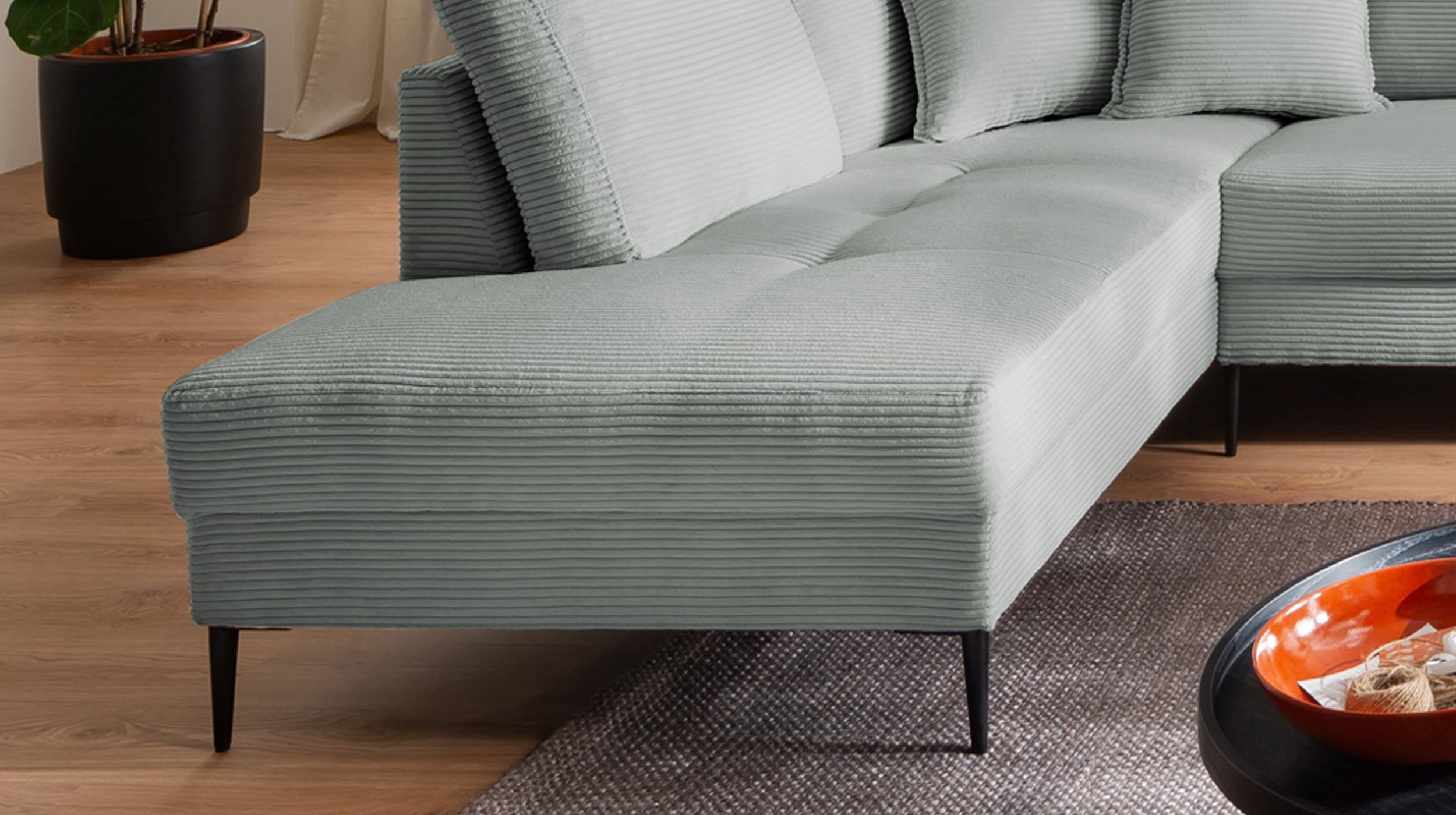 Wohnlandschaft Cord pastell grün - 360 cm - SUMMER 