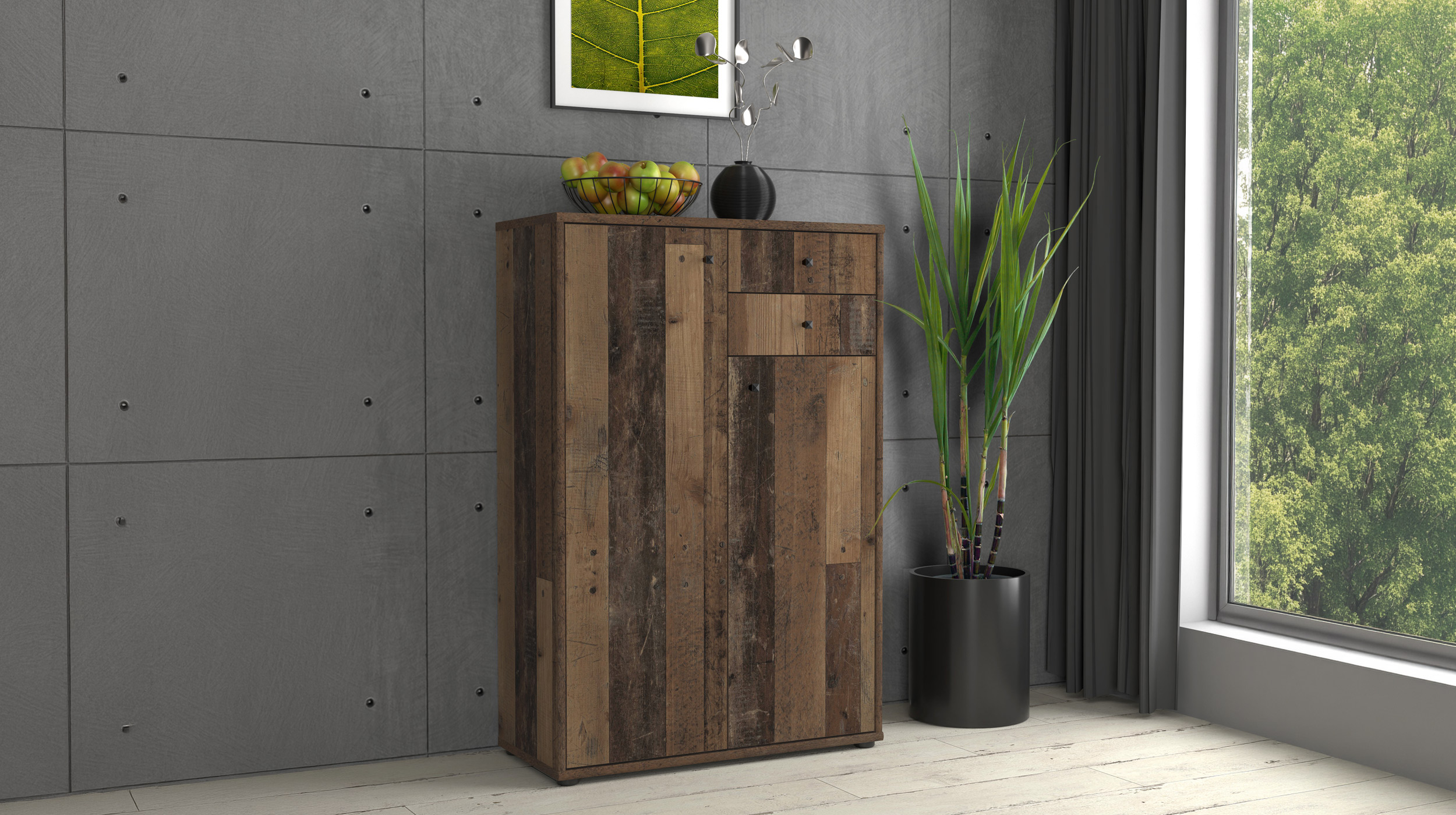 Kommode mit Schubladen Old Wood 109 cm - TEMPRA