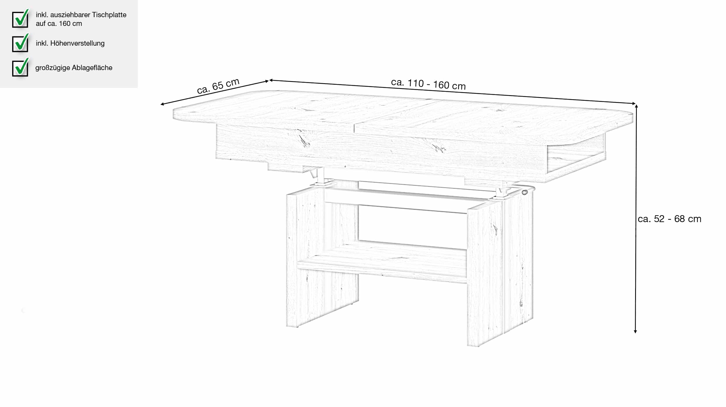 Couchtisch Artisan Eiche 110 x 65 cm - CORTADO