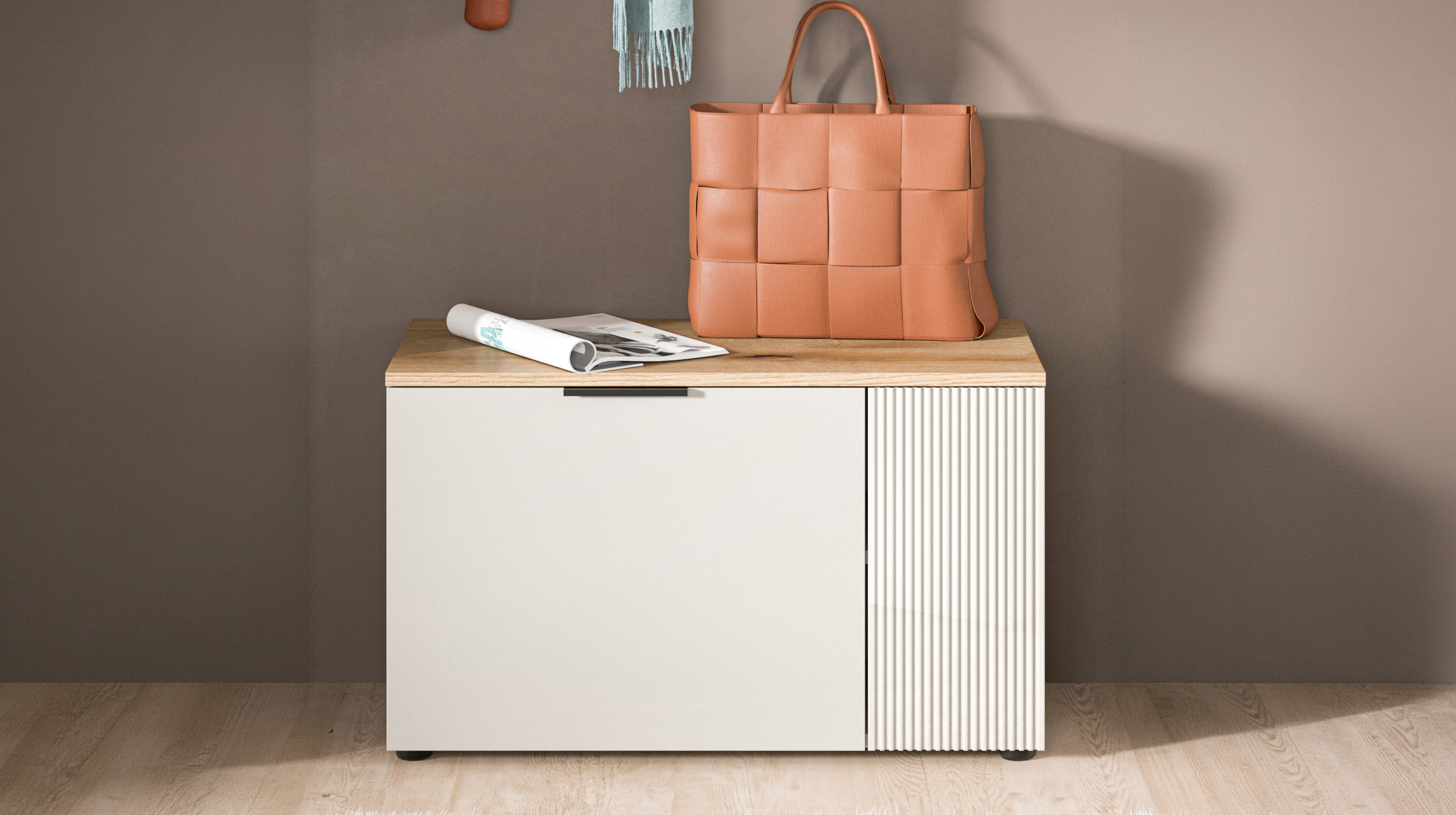 Garderobenbank beige Evoke Eiche 80 cm - SLIDE