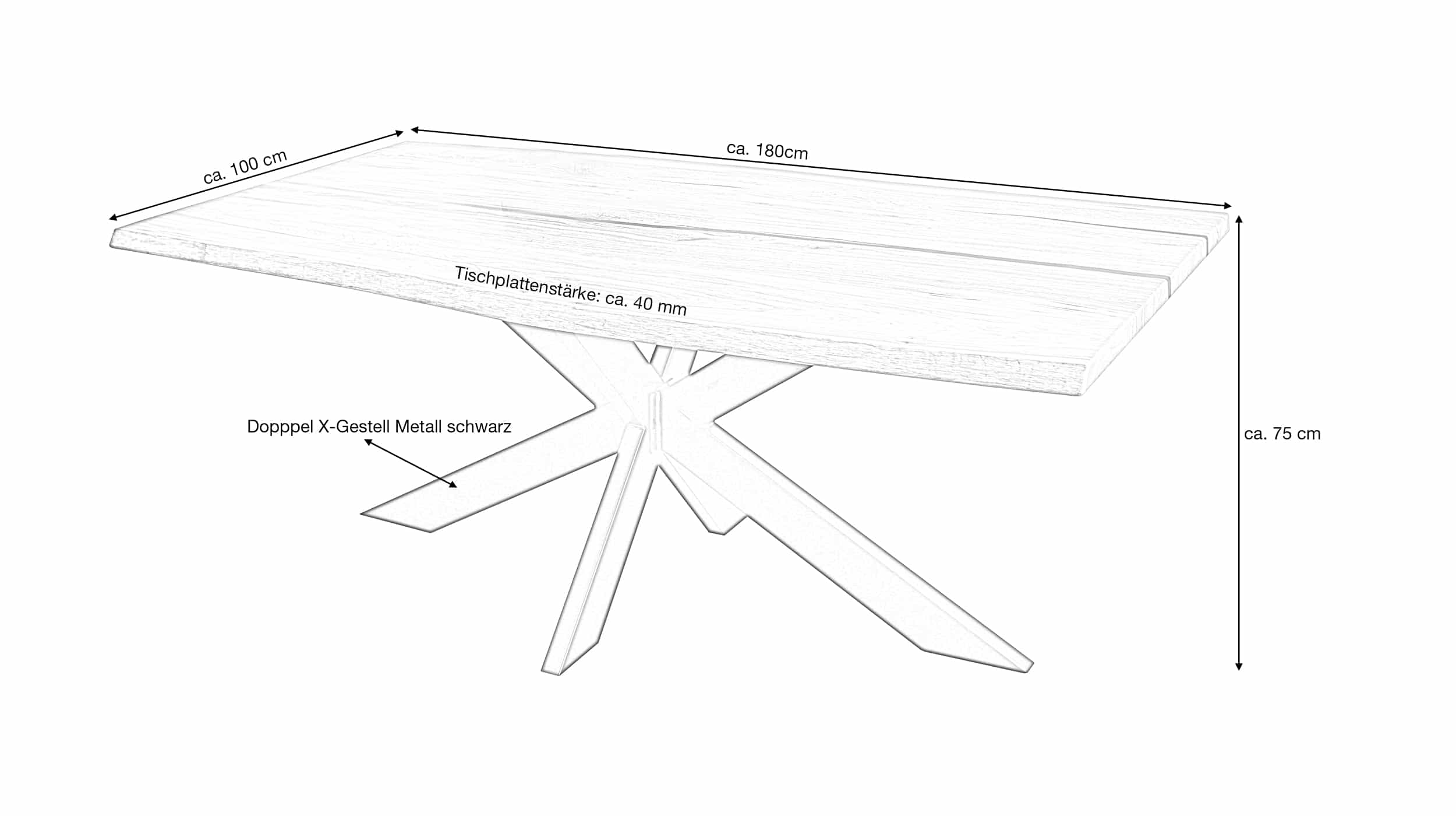 Esstisch Baumkantentisch 180 cm Epoxidharz Eiche - MALIN