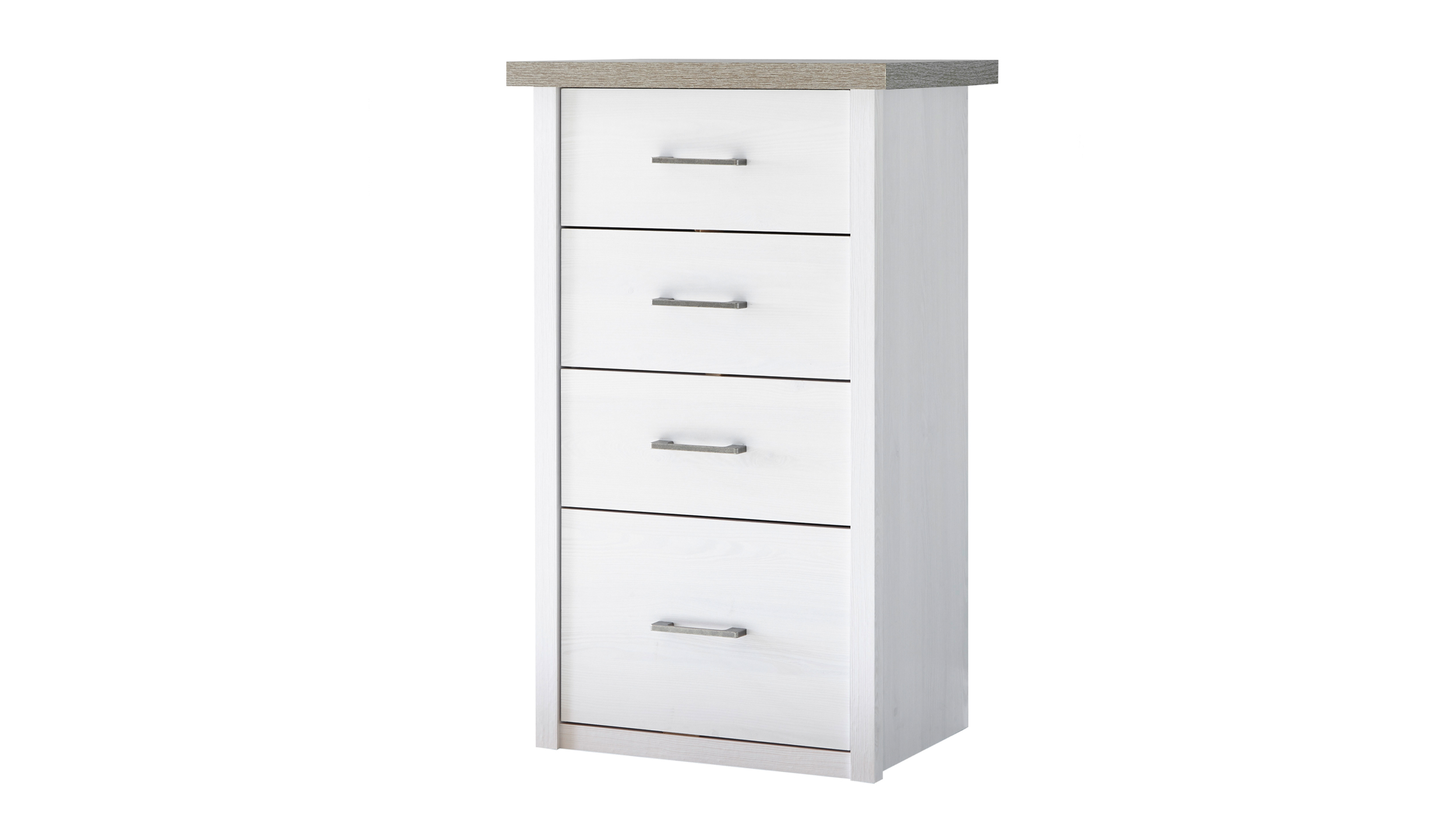 Kommode mit 4 Schubladen Pinie weiß 60 cm x 43 cm - LUCA