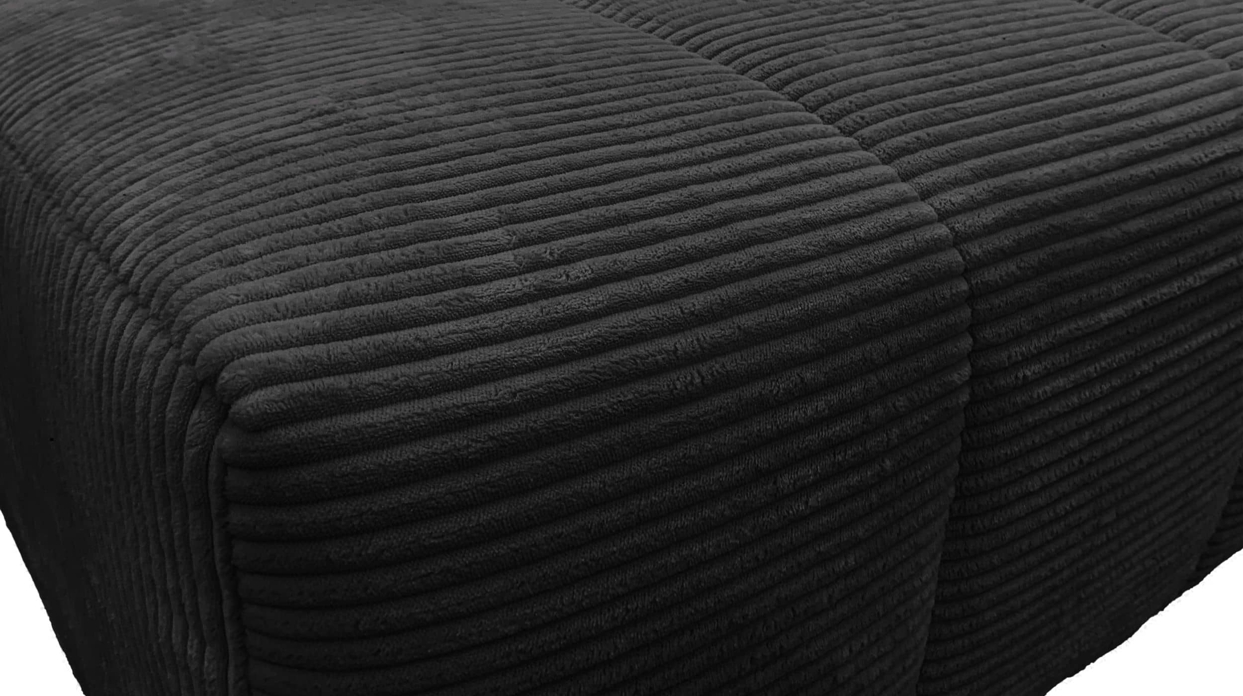Ecksofa Cord schwarz - 256 x 180 cm - Sitztiefenverstellung - SIMPLE