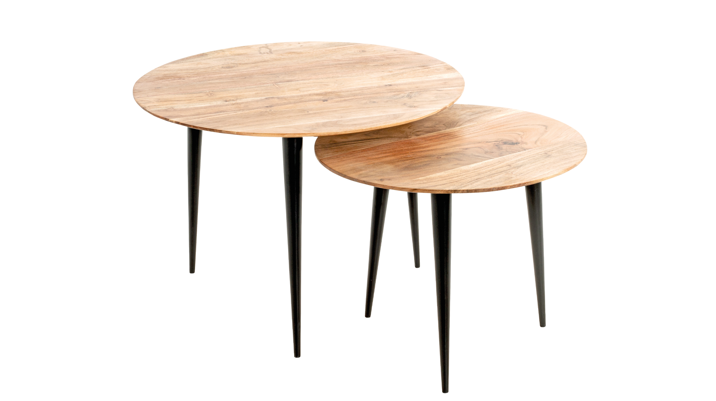 Beistelltisch Akazie massiv natur - rund - 50 x 41 cm - KALKUTTA