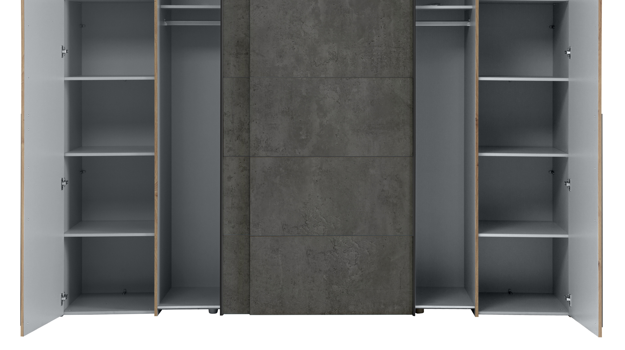 Kleiderschrank Artisan Eiche - grau - 270 cm - Schwebetüren NARAGO