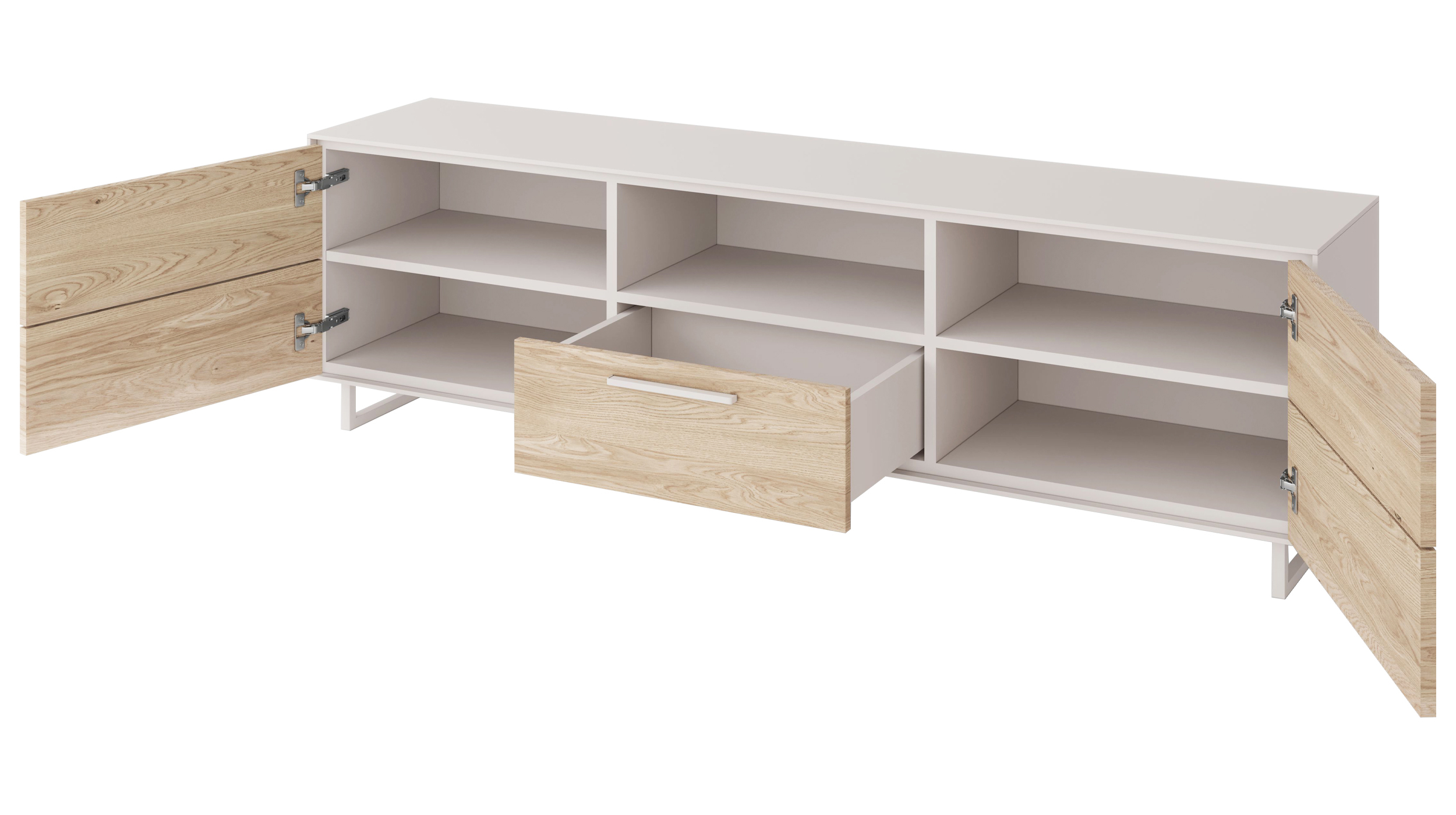 TV - Lowboard Eiche teilmassiv geölt 185 cm TV-Board - KAI 